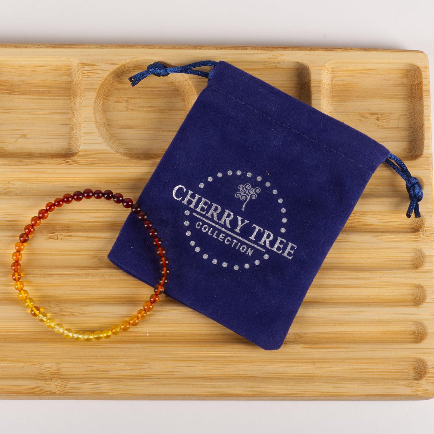 Cherry Tree Collection - Small, Medium, Large Sizes - Gemstone Beaded Bracelets For Women and Men - 4mm Round Beads (Amber-Ombre, Medium)