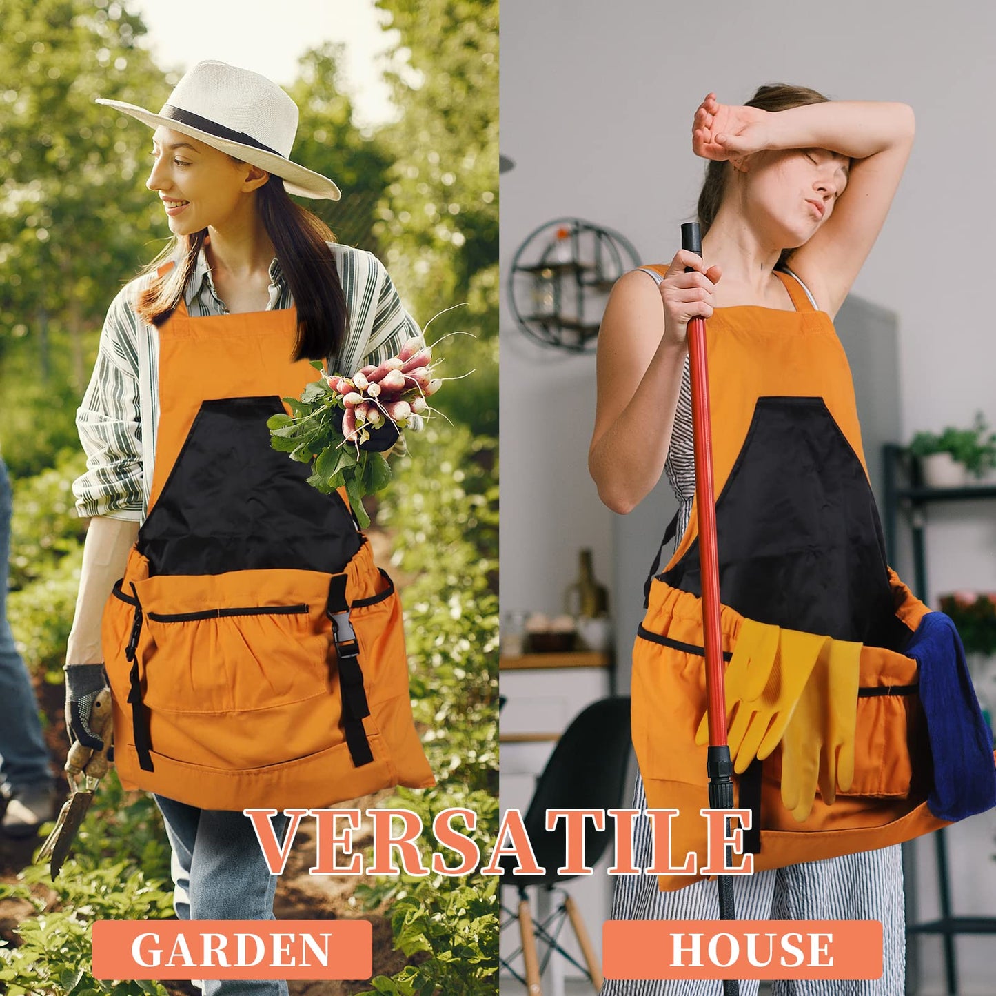 TISEMENT Gardening Apron, 8Oz Waterproof Canvas Garden Apron with Quick Release Pockets for Harvesting, Great Gardening Gifts for Women.