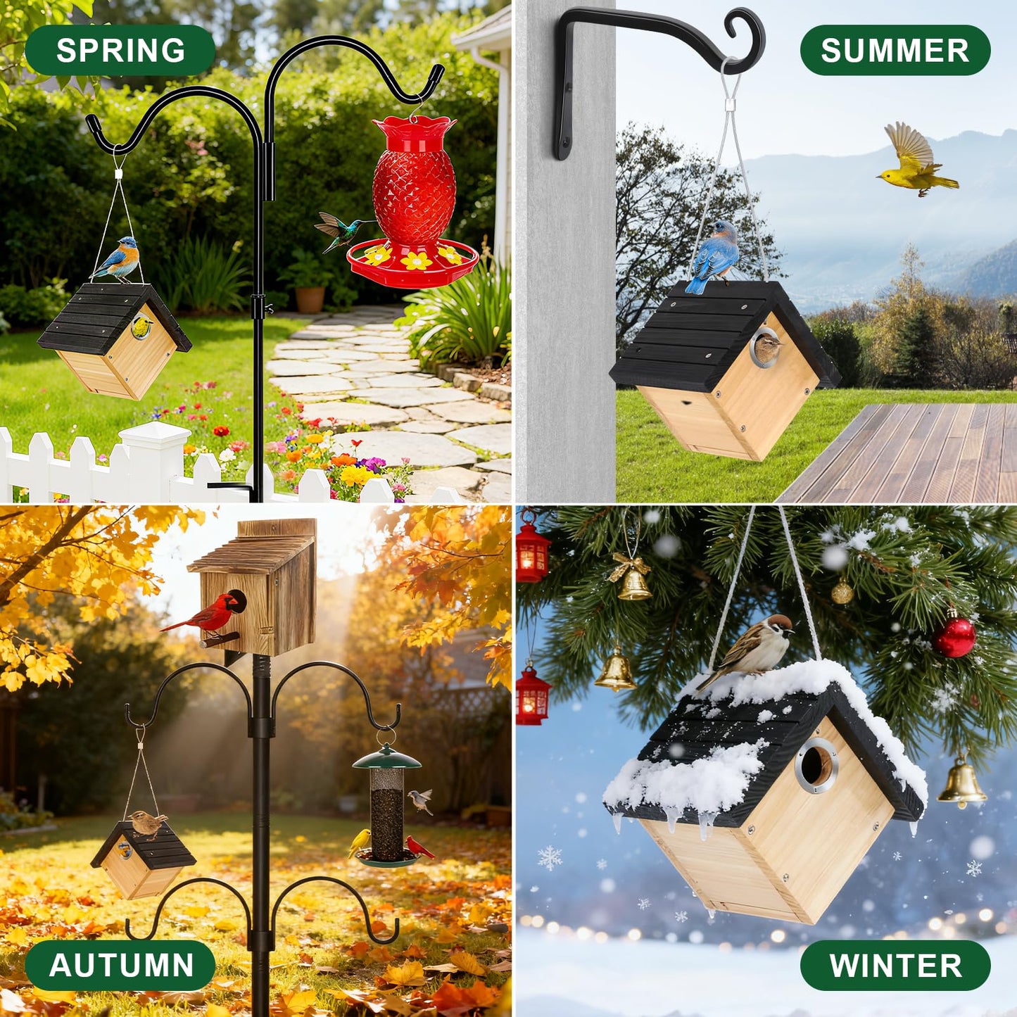 Gtongoko Hanging Wren Bird Houses for Outside, Cedar Wooden Bird Houses for Outdoors, Bird Nest with Air Vents, 1-1/8"Entrance Hole, Clean Door for Wildbird Watching, 1 Pack Black