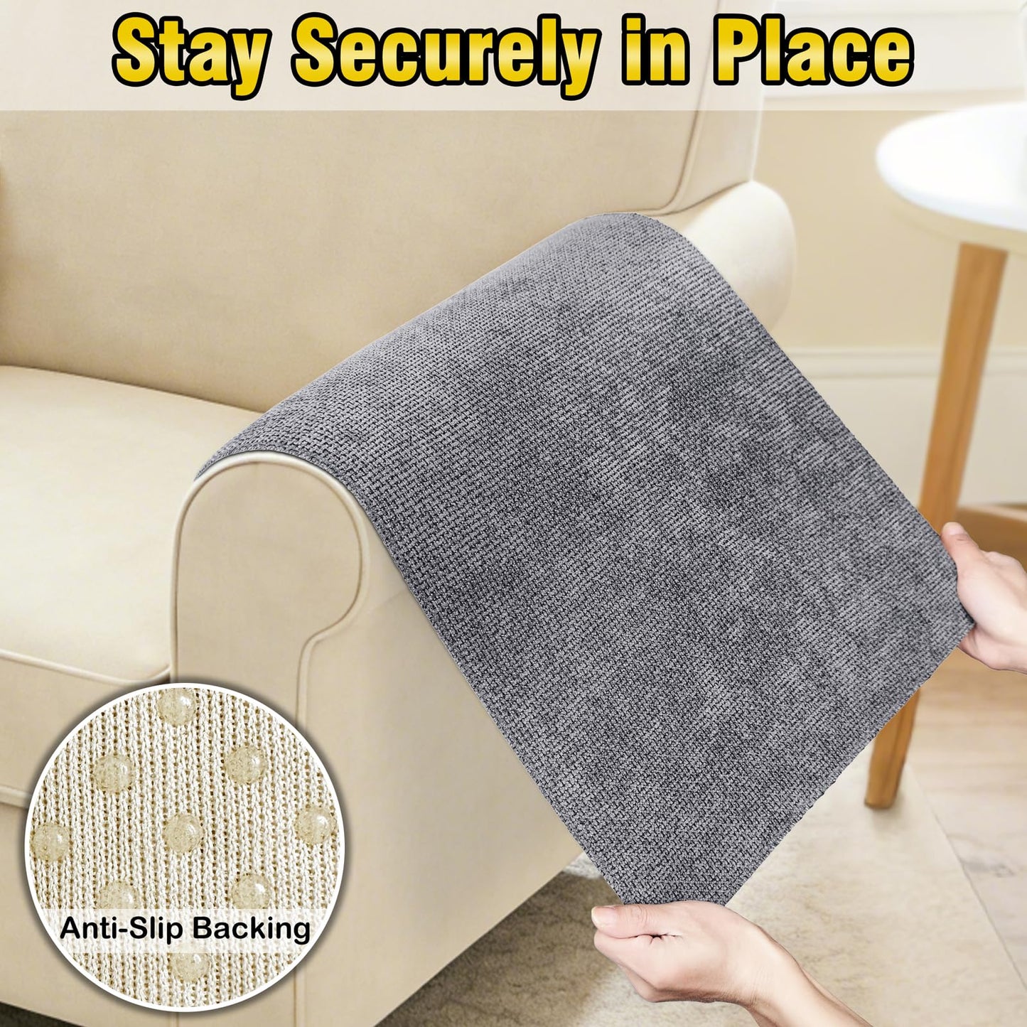 Madelegano Couch Arm Covers, Sofa Arm Covers, Waterproof Armrest Cover for Sofa, Loveseat, Armchair, Anti-Slip Recliner Arm Cover, Headrest Cover, Arm Chair Covers Set of 2 (Dark Gray, 22"×18")