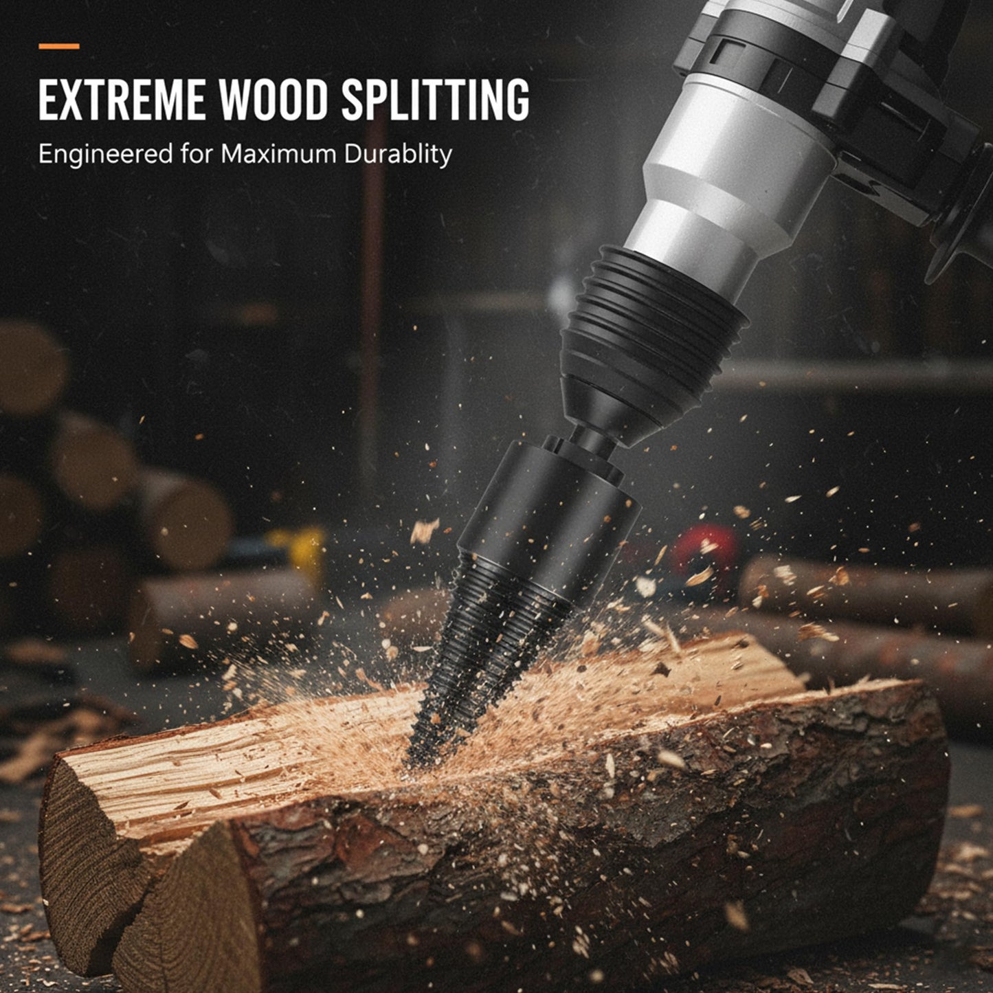 Firewood Log Splitter 2 Pack 45mm+32mm Easy Log Splitting Drill Bits Heavy Duty Electric Drills Screw Cone Driver Tools Split Wood Efficiently for Dry Soft Woods + 4 Drill Attachments (Black)