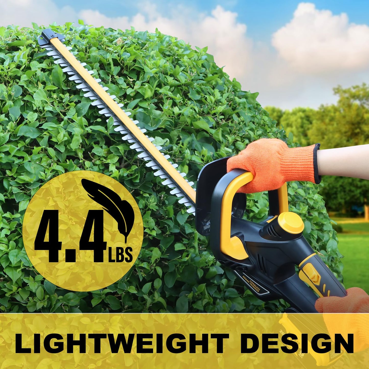 22-Inch Cordless Hedge Trimmer (No Battery), Compatible with DeWalt 20V Battery, 180° Rotating Handle, 0.63" Cutting Capacity, 4.4 lbs Lightweight Bush Clipper with Battery Protection