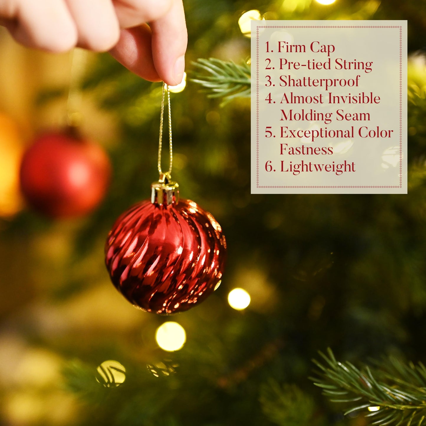 Valery Madelyn Christmas Tree Decorations Ornament Set Decor, 24ct 2.36 Inches Red Shatterproof Christmas Ball Ornaments Hanging Xmas Holiday Party Decor