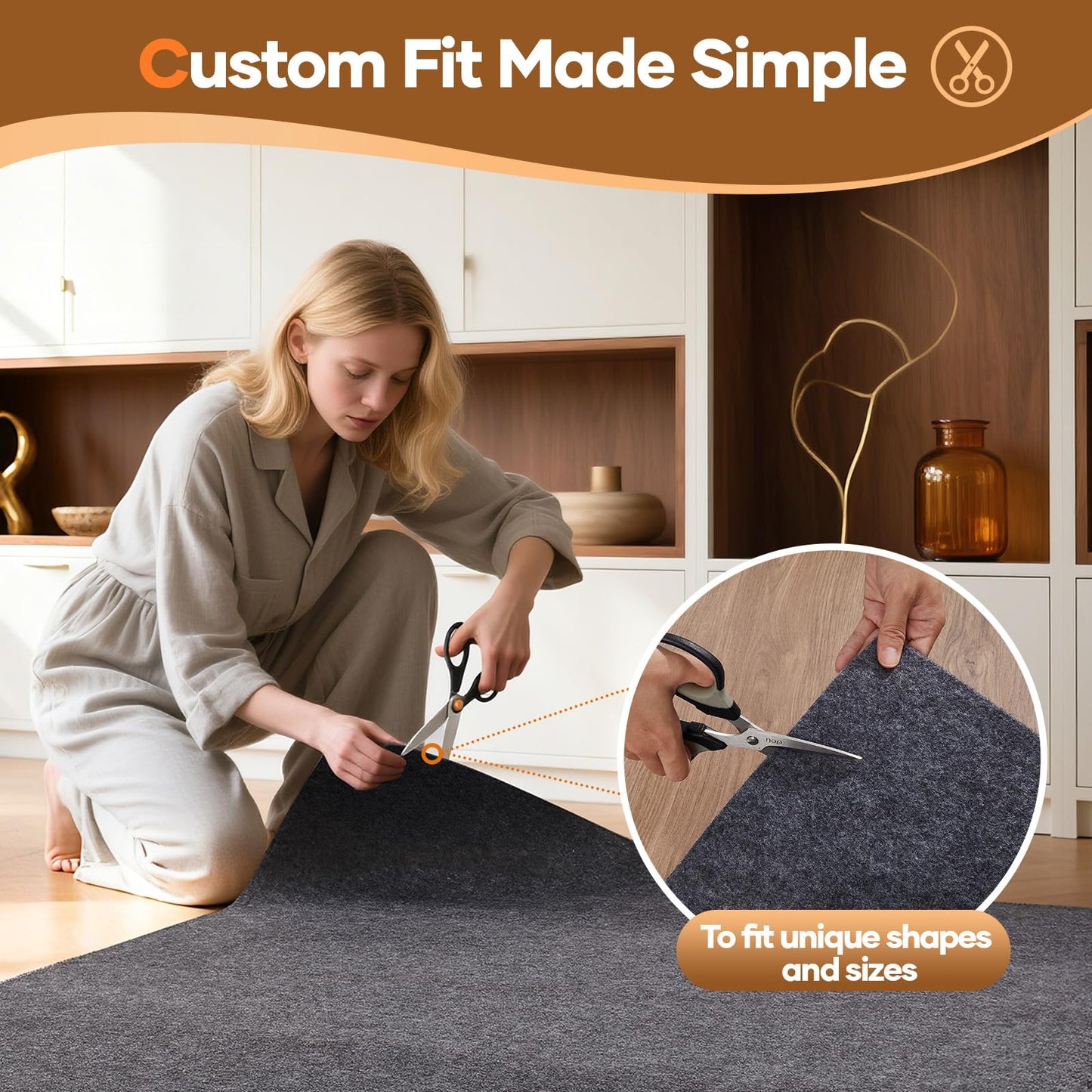Veken Non Slip Cushioned Rug Pad Gripper, Felt and Silicone Backing, Carpet Liner for Hardwood Floors and Finishes, Under Area Rugs Anti Skid Mat, Keep Rugs Safe and in Place, 2 x 3 Ft 1/8 inch Thick