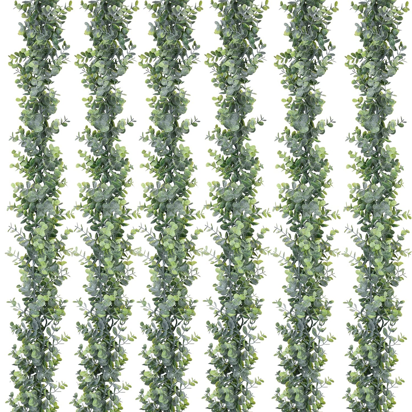 DearHouse 6 Pack Faux Eucalyptus Garland Plant, Artificial Vines Hanging Eucalyptus Leaves Greenery Garland for Wedding Backdrop Arch Wall Decor, 5.9 Feet/pcs UV Protected Indoor Outdoor
