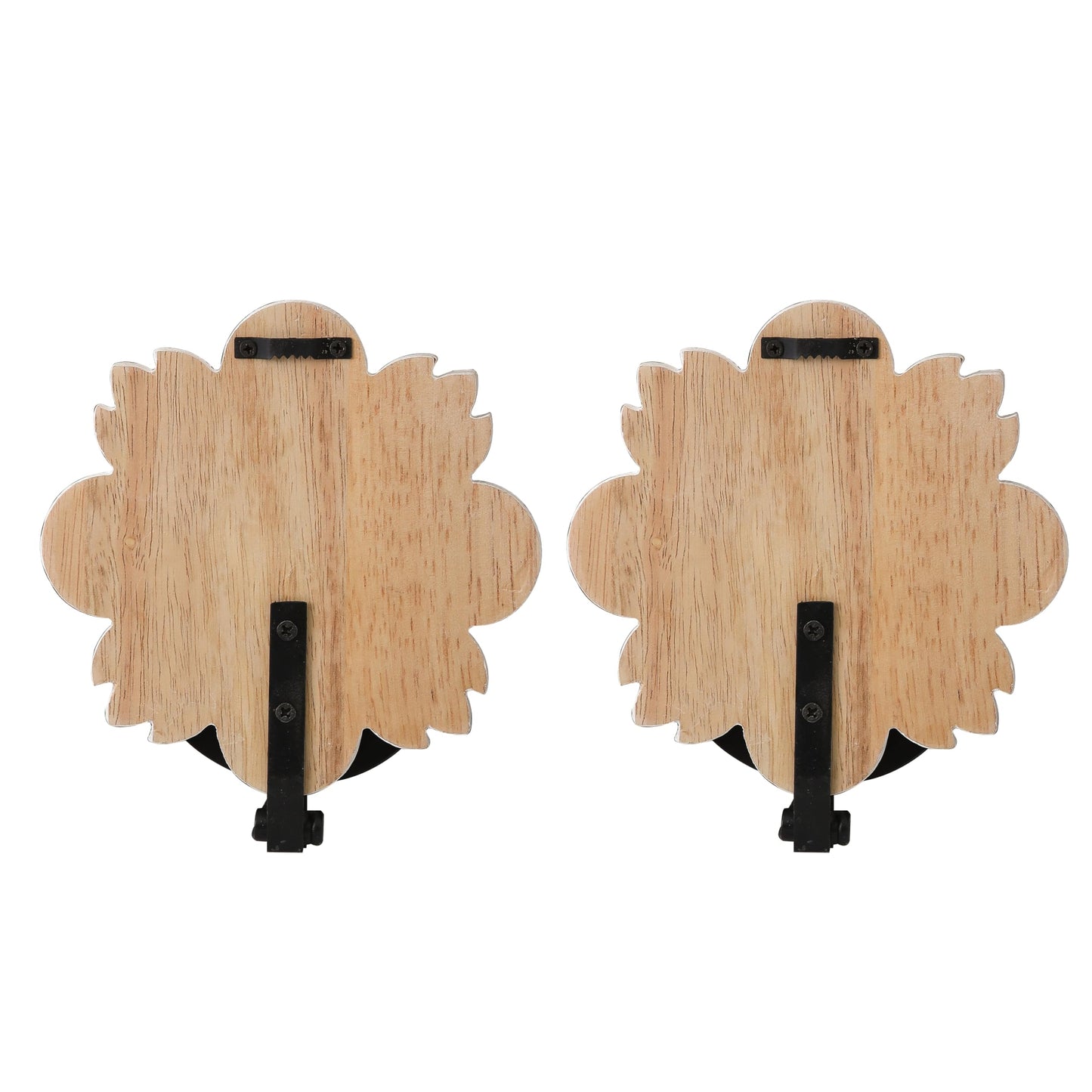 SOFE Small Wood Candle Sconces Set of 2, Carved Flower White Candle Holder for Pillar Candle, Rustic Candle Wall Holder, Living Room, Bedroom, Kitchen Art Wall Decor