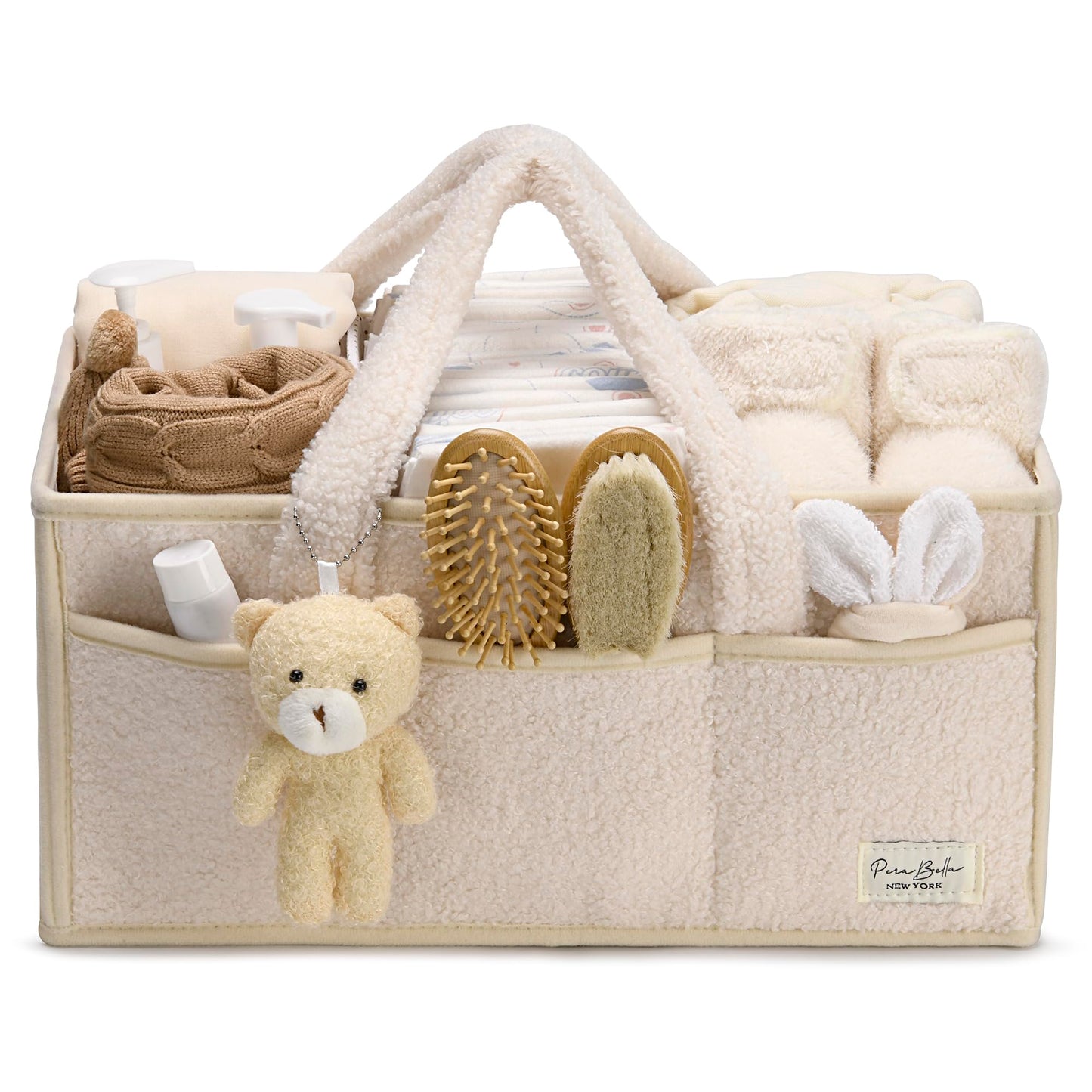 PeraBella Baby Diaper Caddy Organizer with Handle, Boy & Girl Shower Gift Basket, Portable Diaper Storage Basket Bin for Wipes, Newborn Baby Essentials Registry Search Must Haves, Car Caddy Organizer