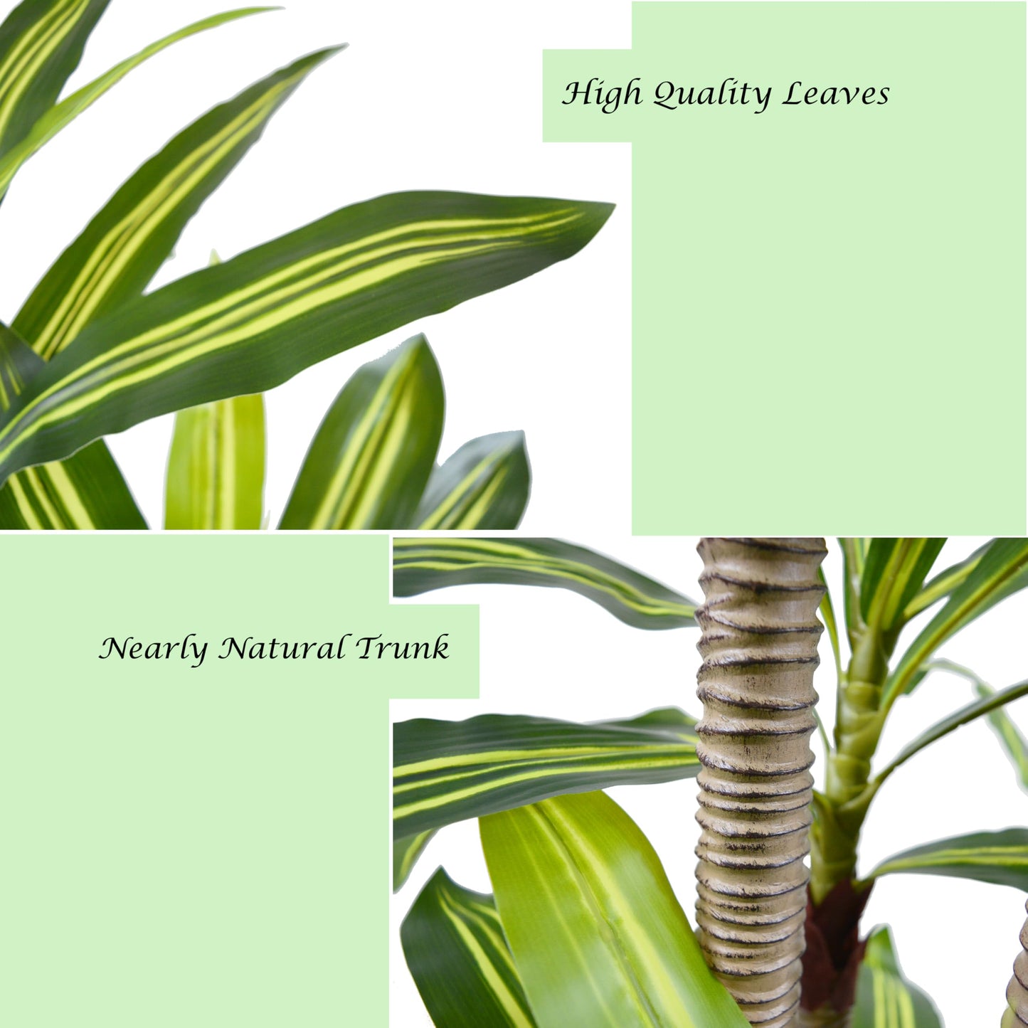 Lovaplants Artificial Dracaena Tree 5ft, Fake Plant with White Tall Planter, Faux Yucca Floor Trees, Artificial Silk Plants for Indoor Home Office Room Decor Housewarming Gift
