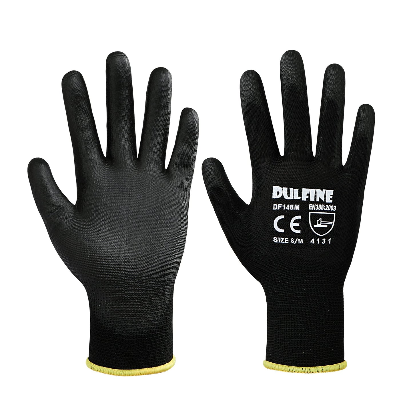 Ultra-Thin PU Coated Work Gloves-12 Pairs,Excellent Grip,Nylon Shell Black Polyurethane Coated Safety Work Gloves, Knit Wrist Cuff,Ideal for Light Duty Work. (Small)