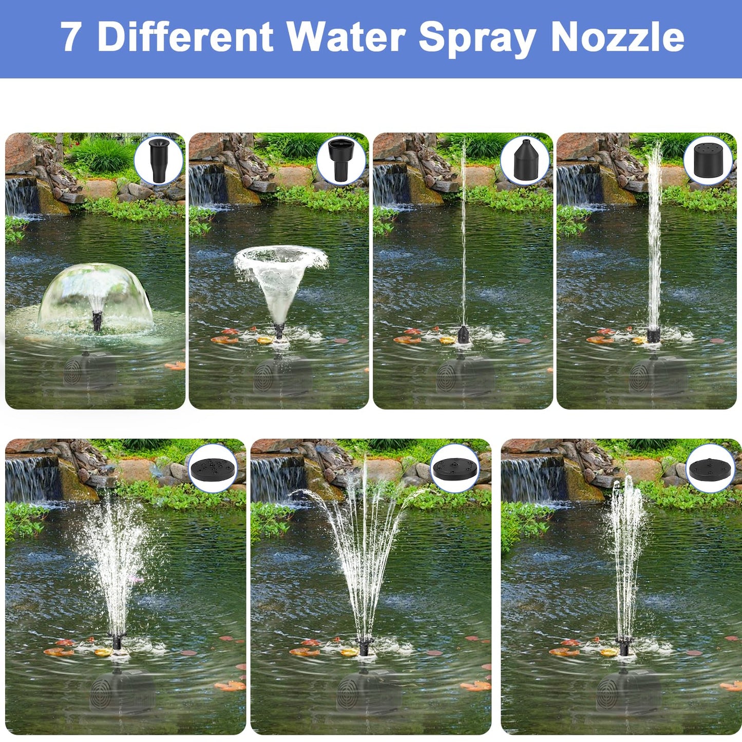 Solar Water Fountain Solar Powered Water Fountain 264GHP Solar Fountain Pump 12W 17V Solar Water Pump for Birdbath,Pond,Fish Tank,Waterfall,Garden Water Feature