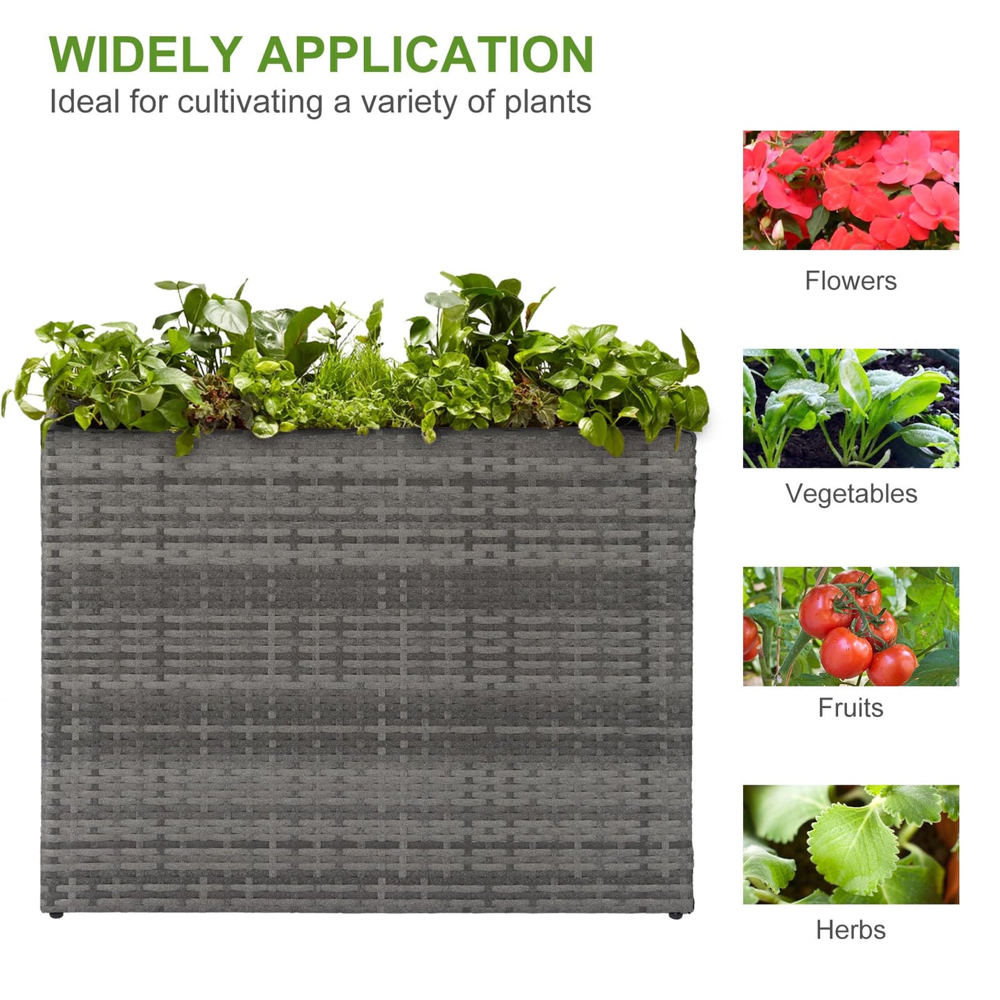LEWIS&WAYNE Large Rectangular Block Planter Box Handmade Wicker Tall Planters for Outdoor Plants with Removable Liners Modern Planter for Indoor Outdoor Patio Deck - Gray, 38''x11''x30''