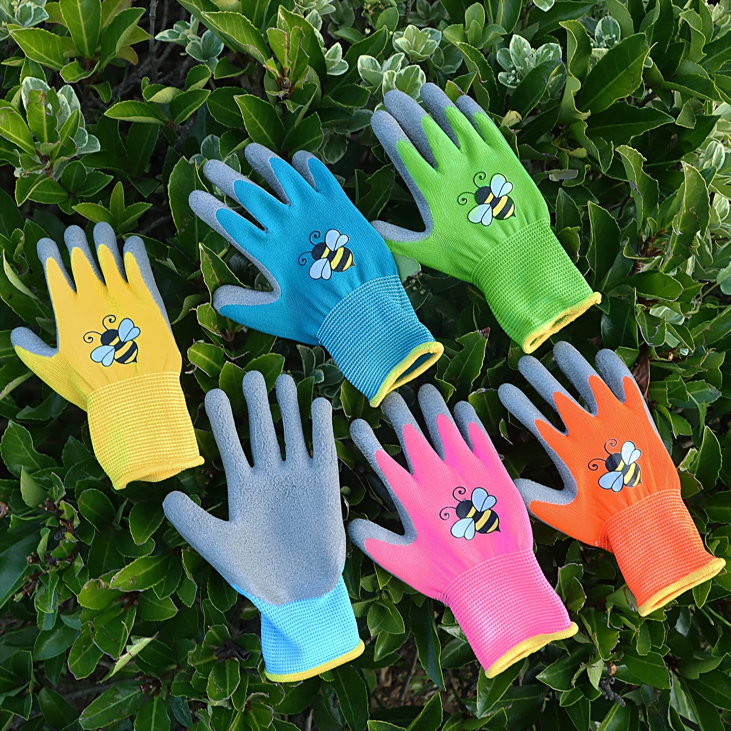 Yumoin 12 Pairs Kids Gardening Gloves Children Yard Work Glove Rubber Coated Garden Gloves for Girls Boys Toddlers Youth Outdoor (Medium (Age 6-8))