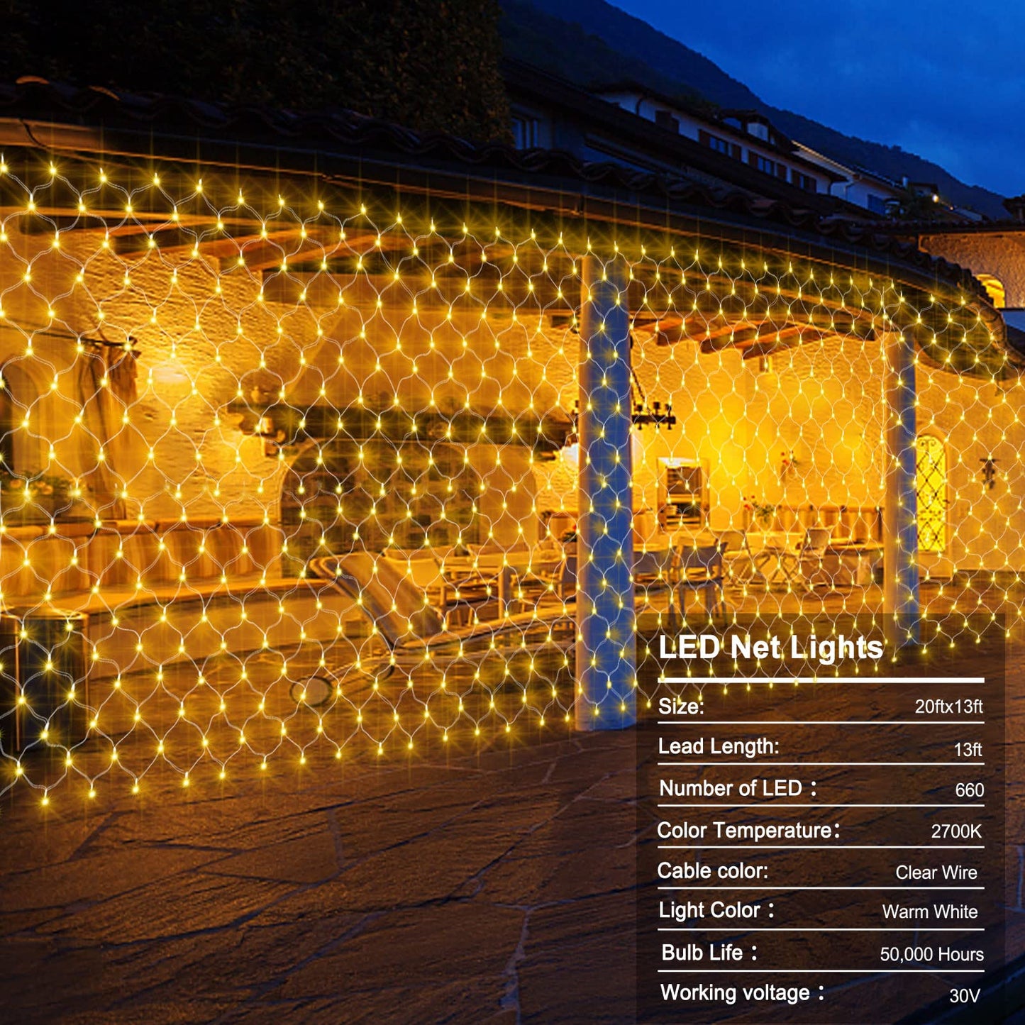 ZAIYW 660 LED Net Lights Outdoor Mesh Lights, 20Ft x 13Ft Large Christmas Net Lights Plug in with Remote Control Timer for Bushes Xmas Shrubs Wall Wedding Tree Decor (Warm White)