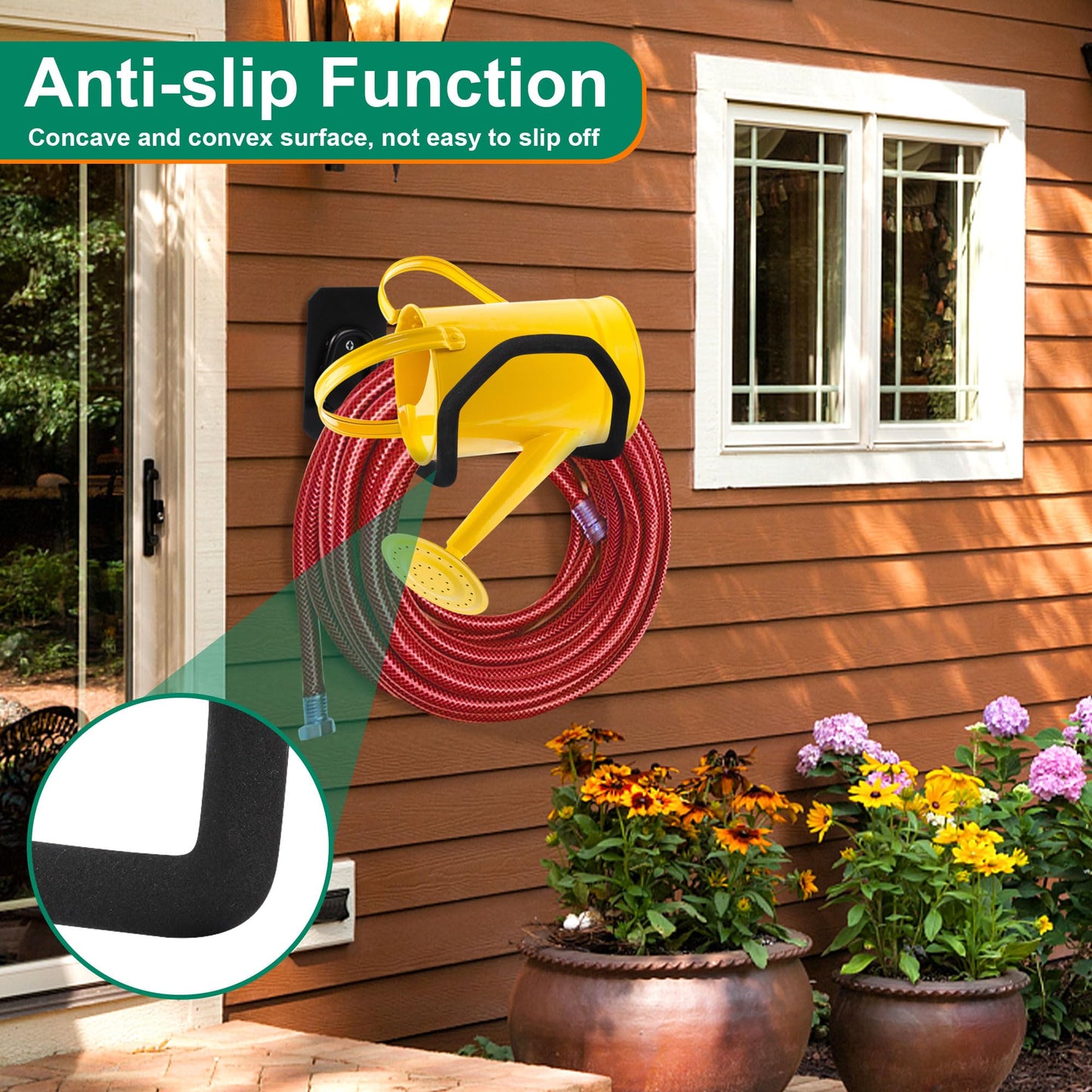 PeoMev Garden Hose Holder Wall Mount - Heavy Duty Water Hose Holders for Outside, Metal Hoses Hanger Sturdy Hose Reel Hooks for Garden
