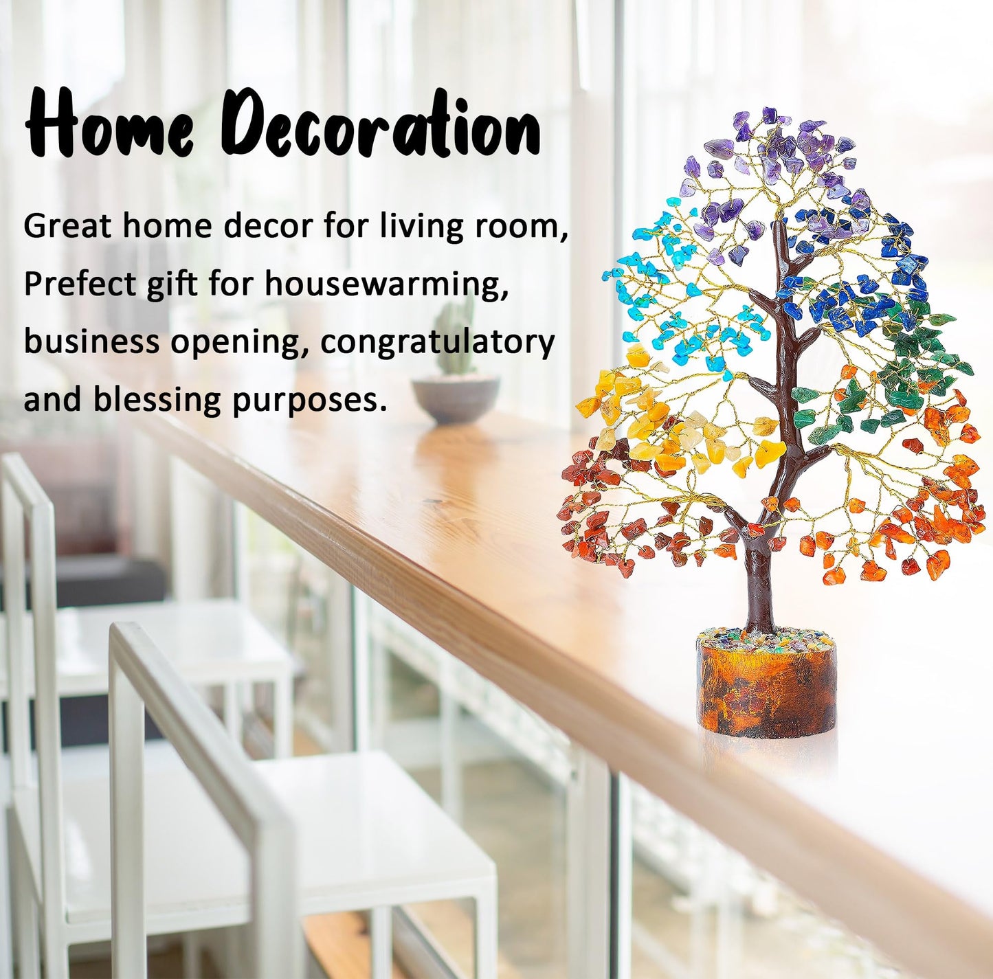 Crocon® 7 Chakra Turquoise Crystals Tree Of Life Birthday Gifts For Women, Men & Friends | Home & Office Decor, Money Tree Healing Crystals Gift | Mom Gift Ideas Housewarming Gifts New Home Sister Dad