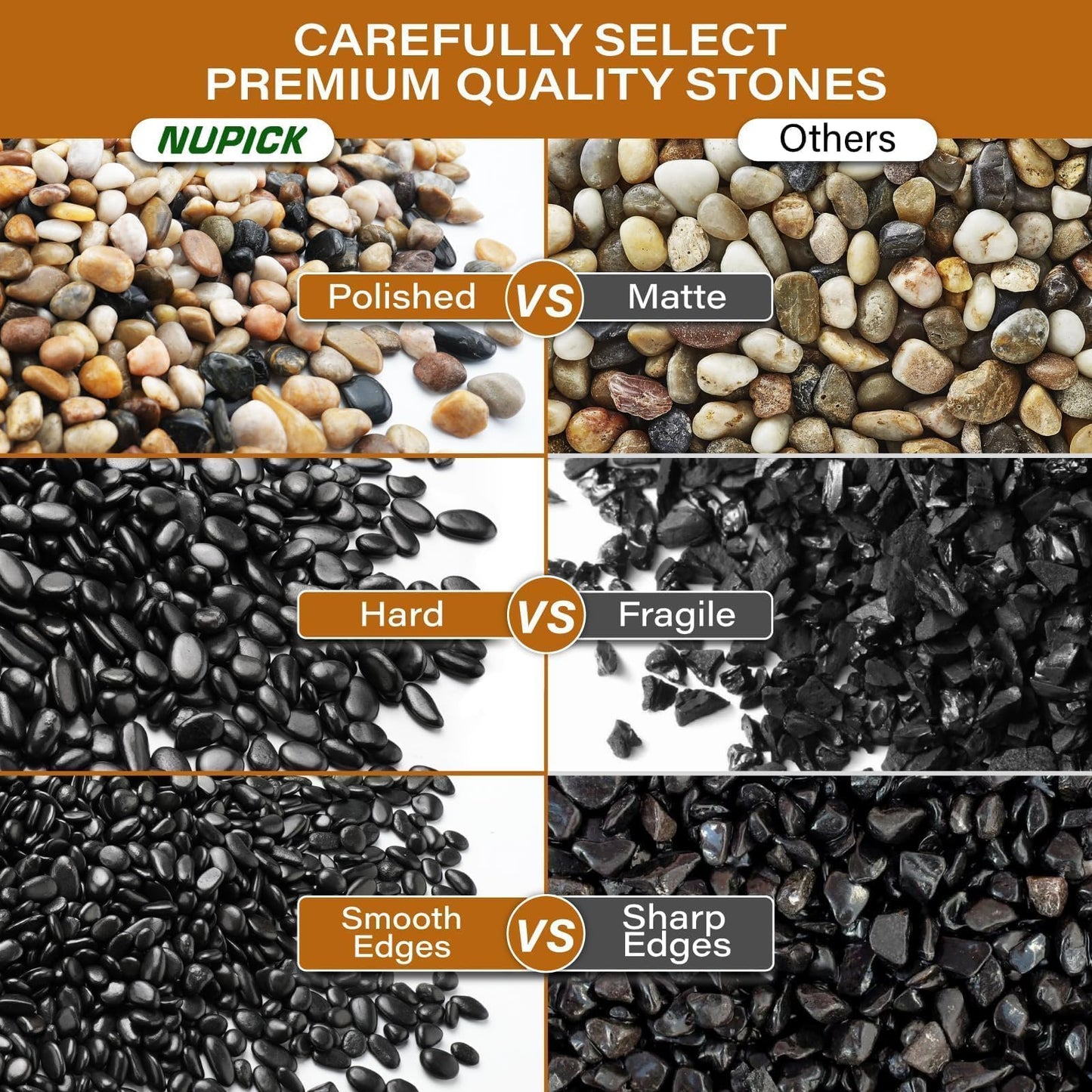 NUPICK 6lb River Rocks for Plants Indoor, 3/8 Inch Mixed Pebbles for Vase Fillers, Decorative Pea Gravel for Fish Tank, Natural Polished Stones for Succulent, Bonsai, Landscaping, Bird Baths
