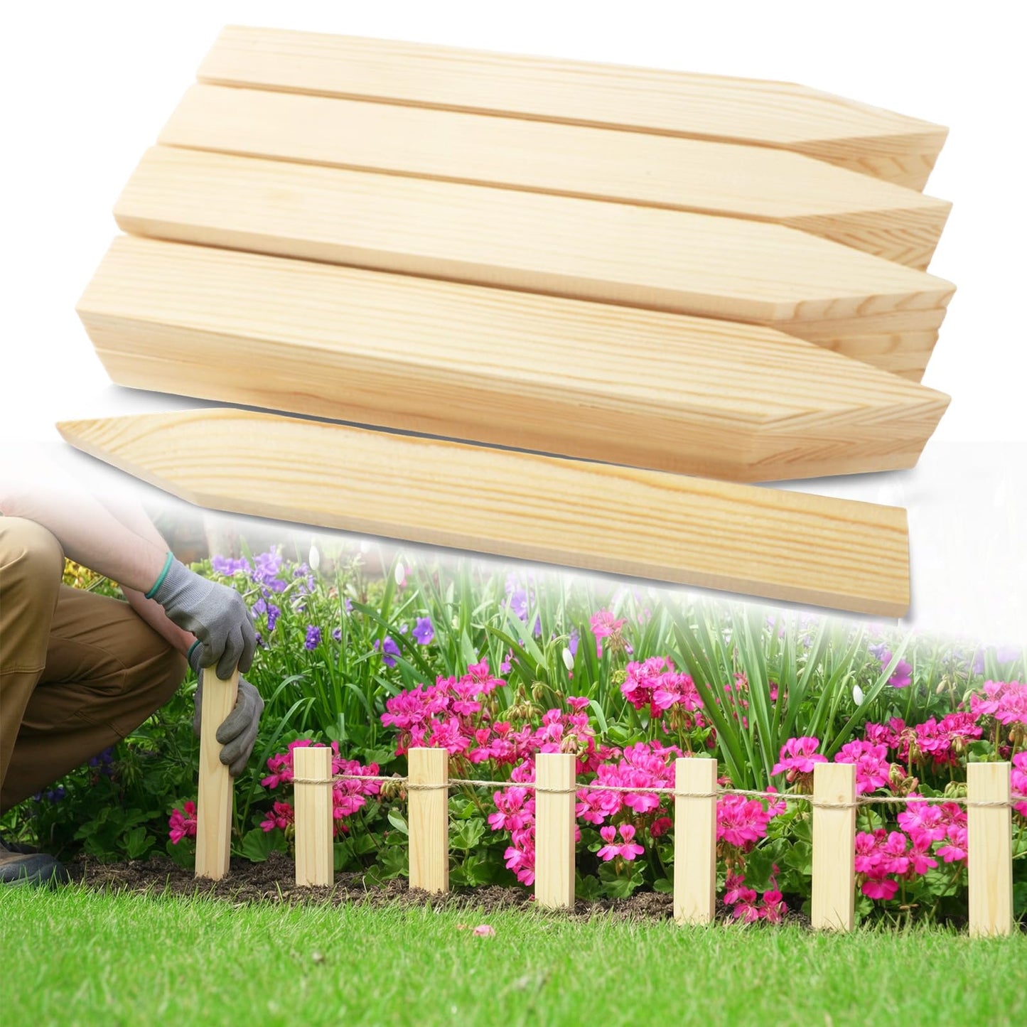 Warmfarm 20 Pack Wooden Garden Stakes, Wood Survey Grading Stakes 12in, Wood Garden Stake for Vegetables and Vines, Pointed Wooden Stake for Fencing, Landscaping, Survey Use