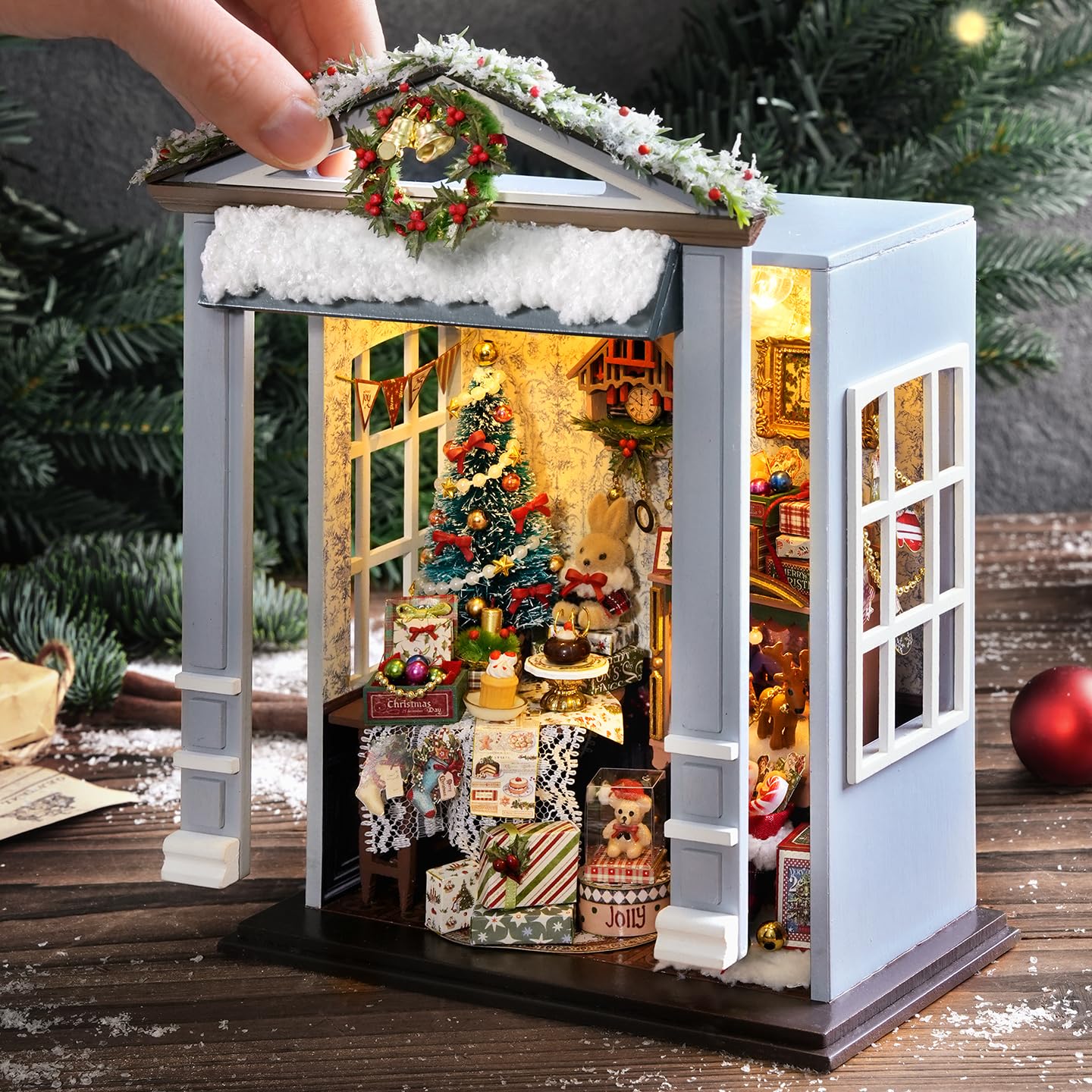DIY Miniature Christmas House Kit Joyful Gatherings Creative Dollhouse Building Set Holiday Home Decor Craft for Adults