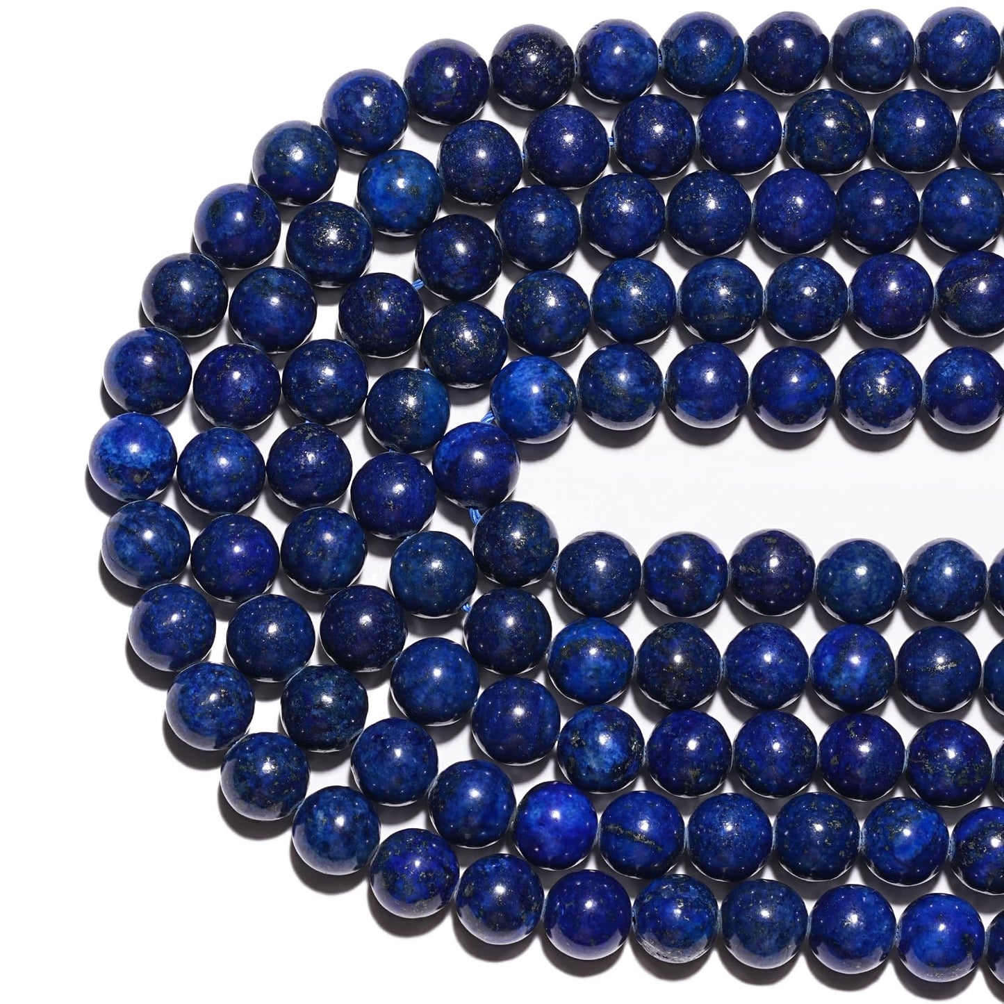 8mm Natural Lapis Lazuli Gemstone Beads Polished Round Smooth Stone Beads for Bracelets Jewelry Making 15inch Loose Beads
