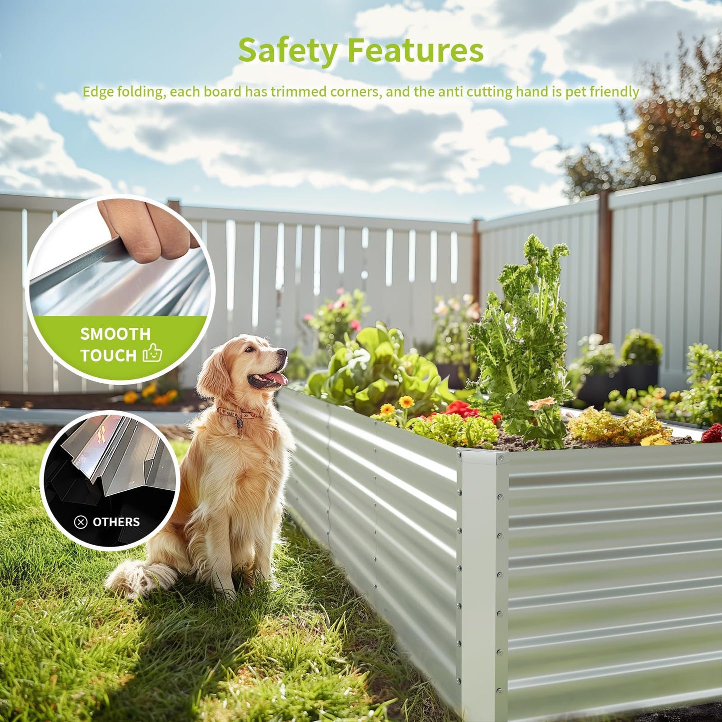 Reachible 8x2x2FT Galvanized Raised Garden Beds Outdoor,Planter Raised Beds for Gardening, Vegetables, Flowers,Large Metal Garden Box,Deep Plant Flower pots Outdoor (Galvanized, 1Pack)