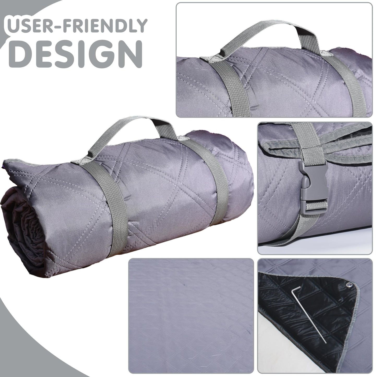 ALLBFENG Waterproof Picnic Blanket 80 * 60 in Portable with Carry Strap for Beach Mat or Family Outdoor Camping Party, Park Blanket for Grass Park, Hiking, Travel