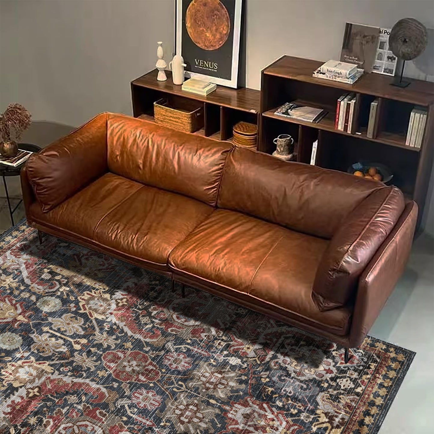 RUGSURE Washable Area Rugs - Perfect for Living Room, Bedroom, Kids Room, Nursery - Stain & Water Resistant Non-Slip, Pet & Child Friendly, Vintage Tribal Area Rugs (Rust, 3' x 5 ')