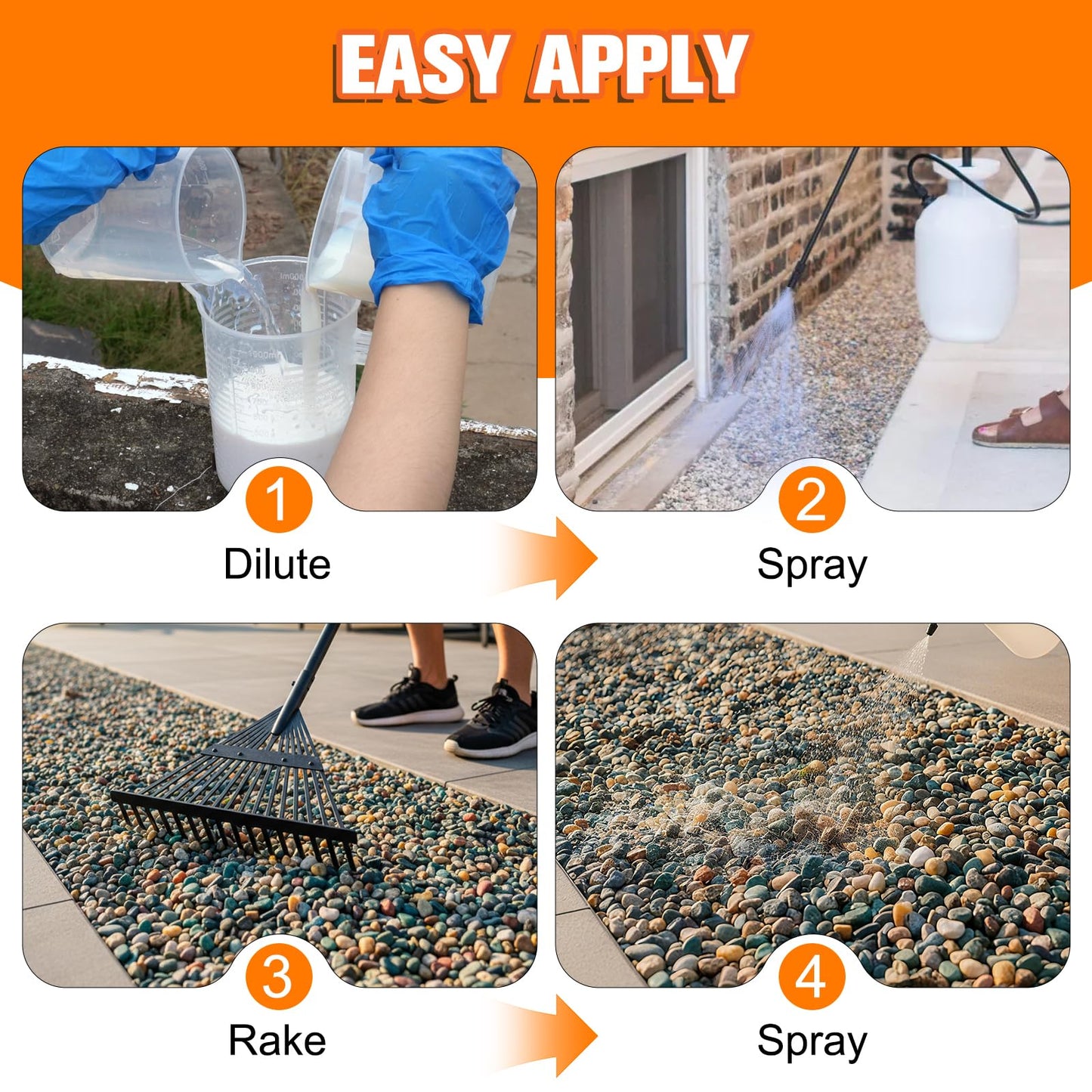Mulch Binder, Rock Glue for Landscaping, Pea Gravel Binder 2 Gallon Max Cover, Rock Lock Landscape Adhesive for Slopes, Flower Beds, Driveway Edges, Fast Dry & Safe for Plants Pets
