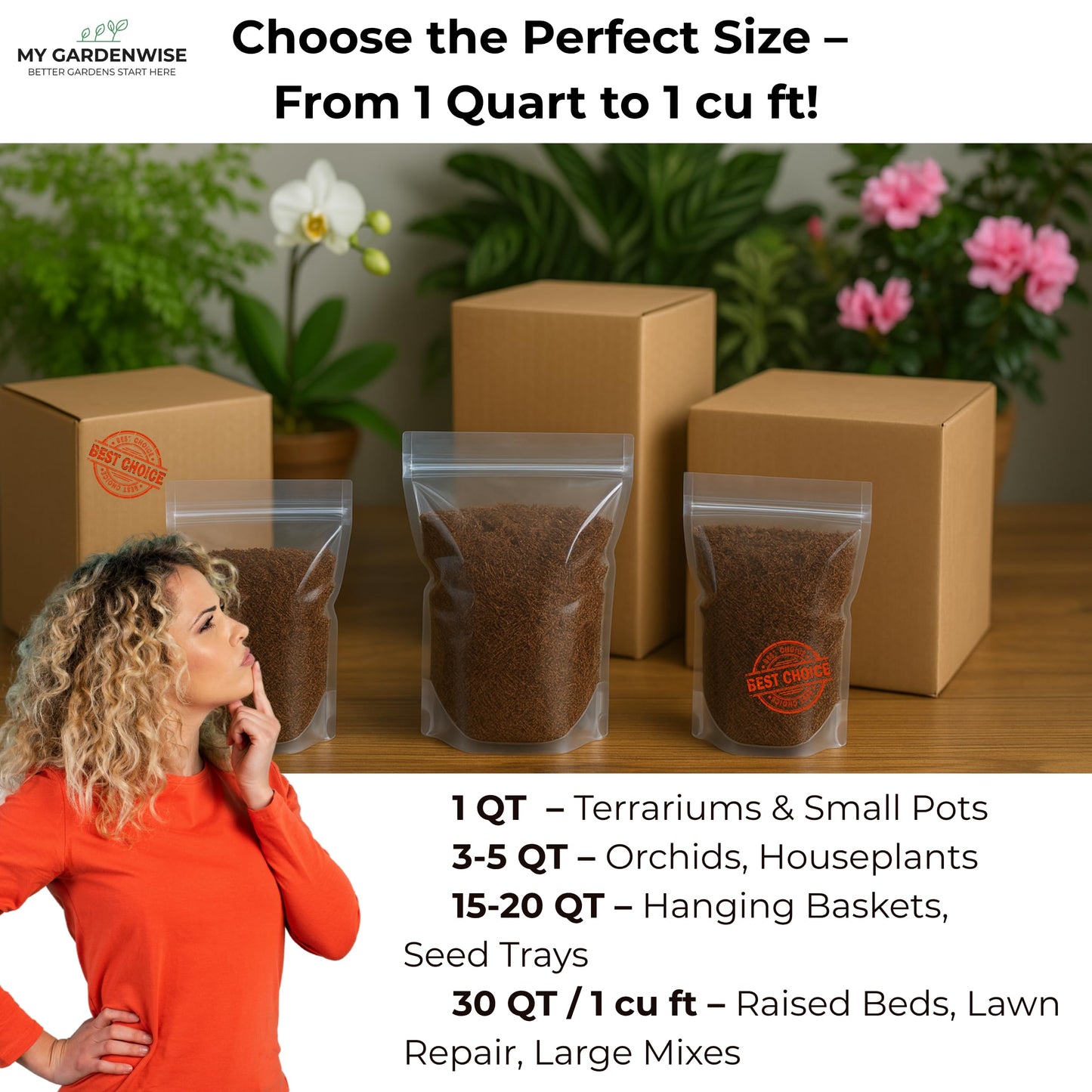 GARDENWISE Peat Moss for Plants – Organic Sphagnum Peat Moss for Orchids, Terrariums, Seed Starting, Reptiles & Potting Soil Mix (30 quarts)