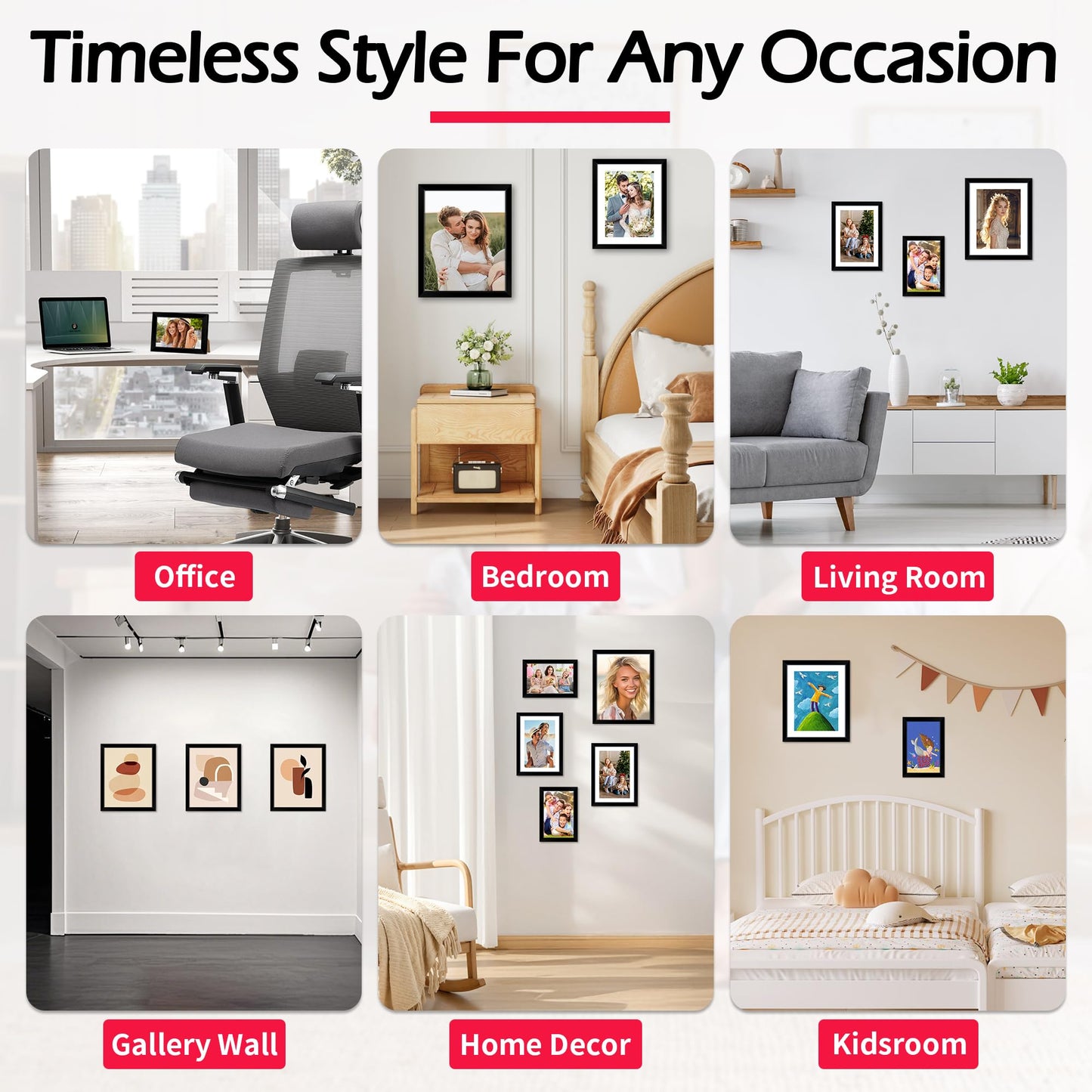 HOMERHYME 4x6 Picture Frames 2 Pack, 4 by 6 Black Photo Frame for Wall or Tabletop Display, Lightweight Poster Frame with HD Plexiglass, Horizontal or Vertical for Graduation Office Wall Home Decor