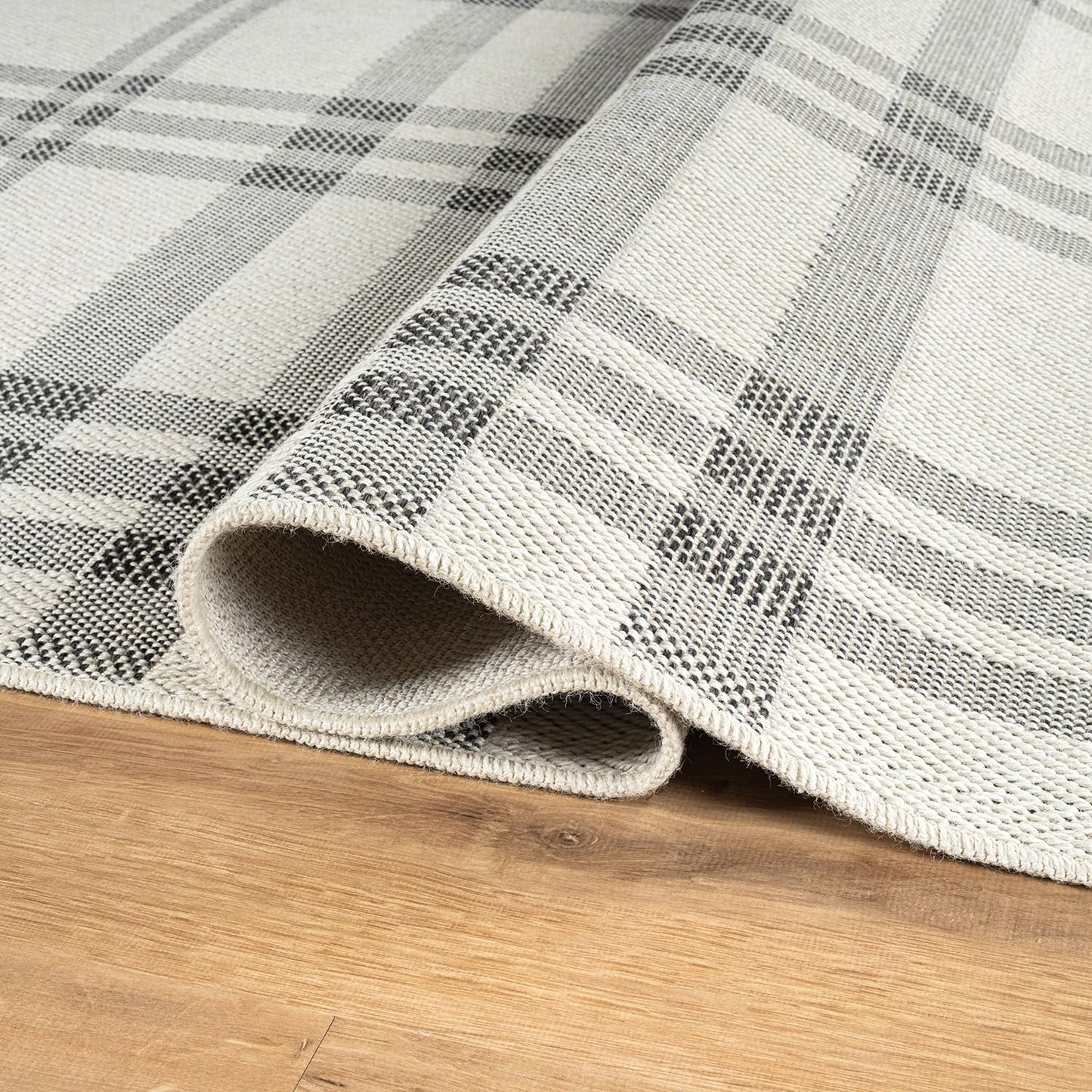 CAMILSON Easy Jute Rug 10x14, Indoor Outdoor Off-White Color Fiber Area Rugs for Living Room Patio and Dining Room Rug, Checkred Boho Woven Design, Easy-Cleaning, Washable Outside Carpet (10 x 14)