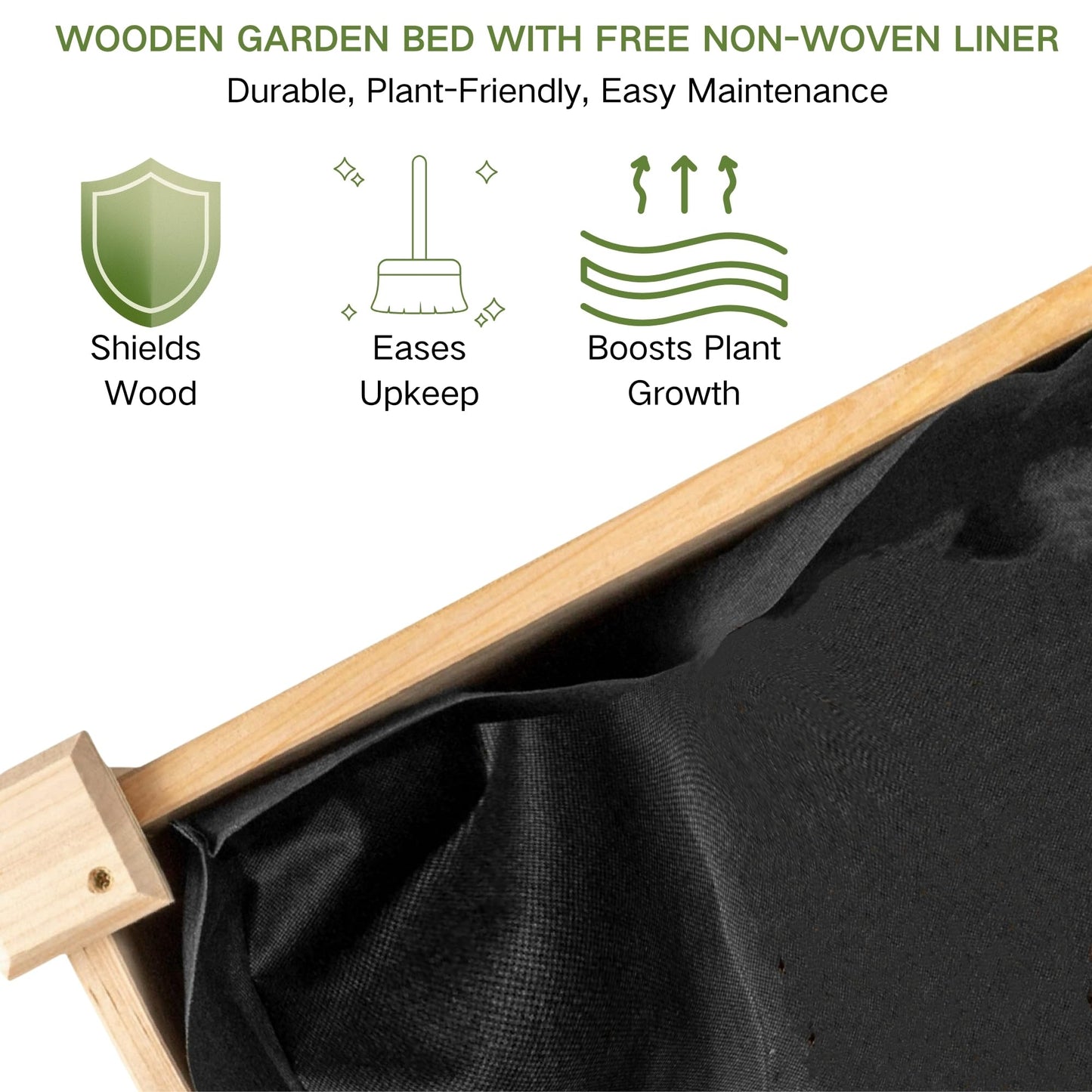 ZSYWODFO Wooden Raised Garden Bed with Legs, Elevated Reinforced Planter Box with Bed Liner for Outdoor Backyard/Patio/Gardener, 34x18x30in, 150lb Capacity - Natural