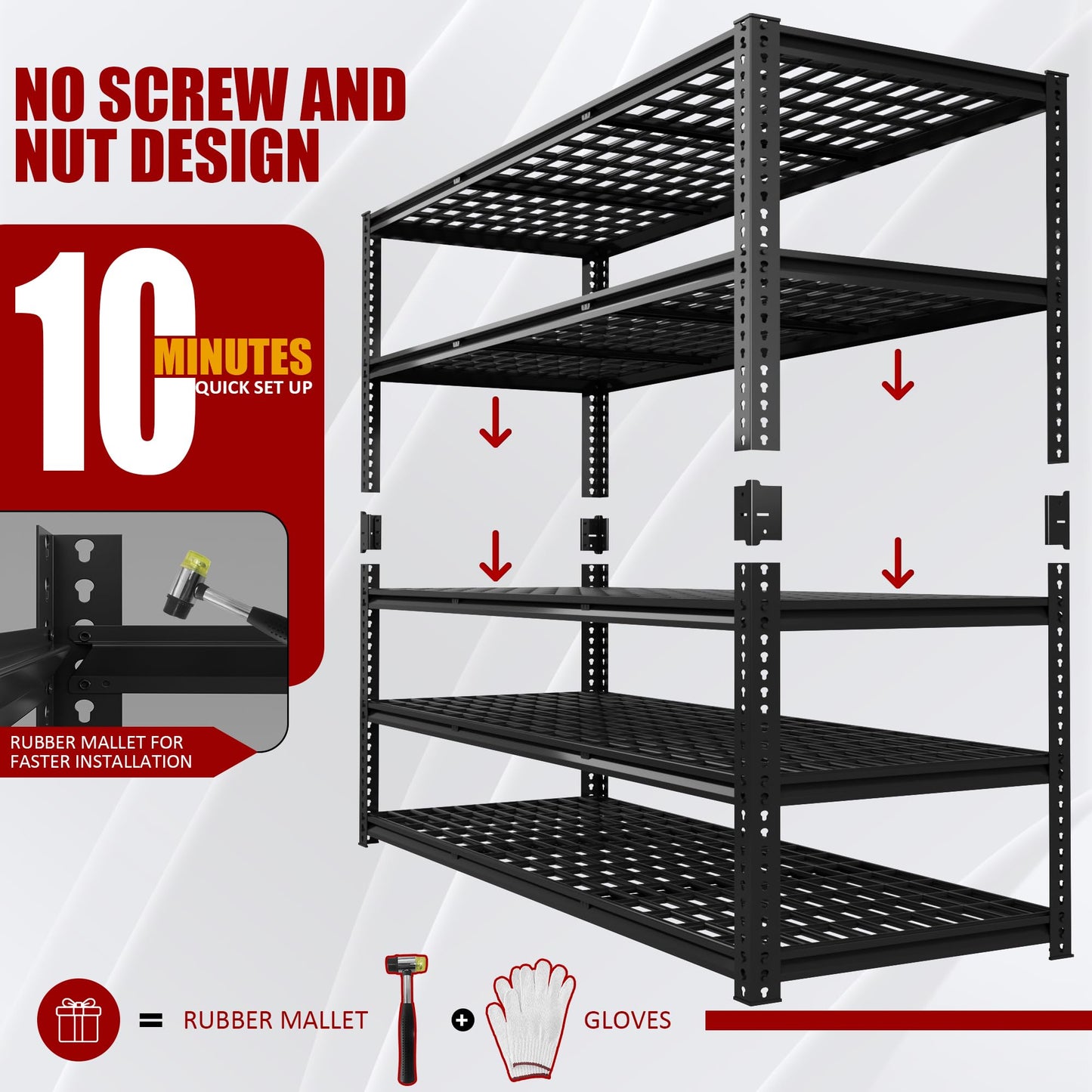 VDEVY 60" W x 24" D x 72" H Garage Shelving Heavy Duty Metal Shelving 3030LBS Storage Shelves Adjustable Metal Shelves for Storage Industrial Garage Shelves for Warehouse Basement