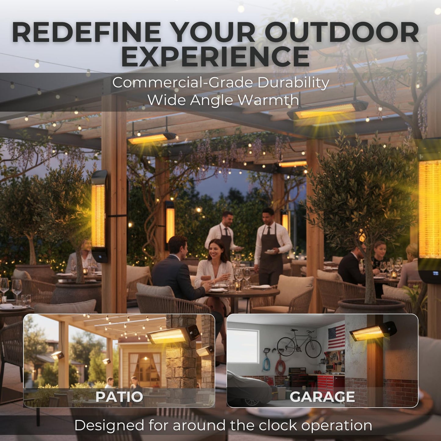 ZeboZap KDHT1500 1500W Infrared Electric Patio Heater for Gazebos, Pergolas, Decks, Garages, Backyards & Restaurants | Wall & Post Mounted Outdoor Heater