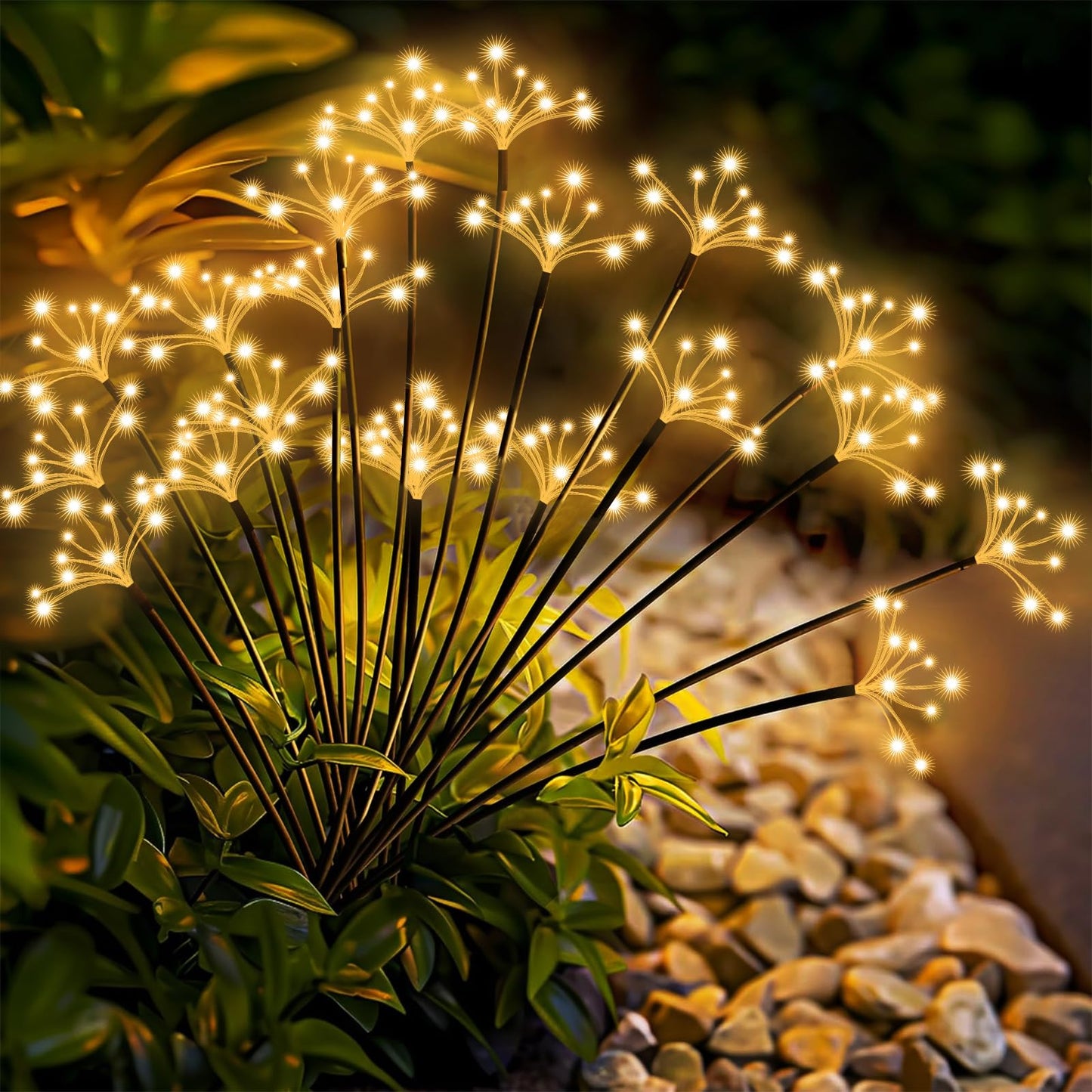 Slyuexu Solar Garden Lights 2 Pack Waterproof Swaying Starburst Light Solar Outdoor Lights for Yard Patio Walkway Pathway Party Wedding Decoration, Unique Gifts for Women, Warm White