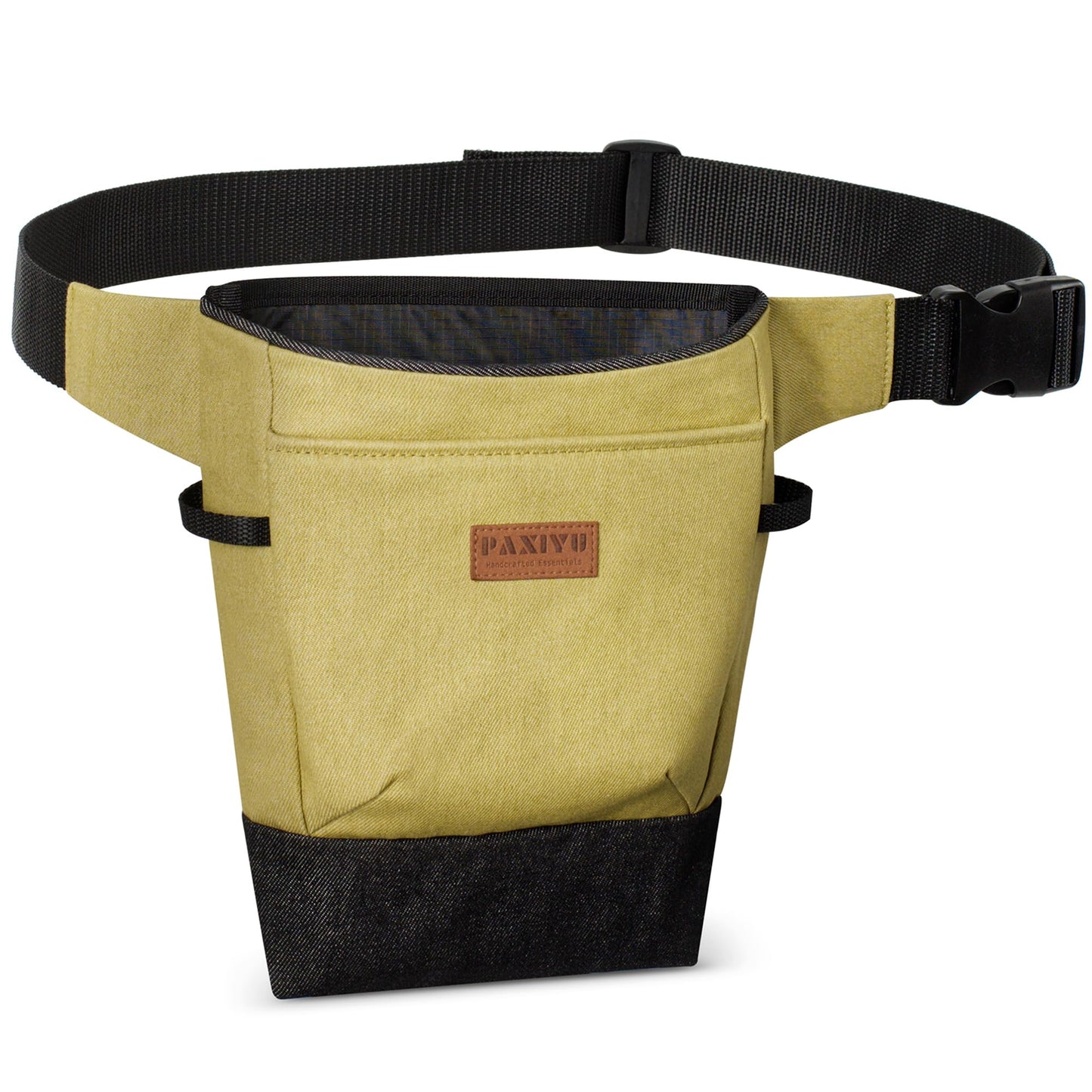 Garden Tool Belt for Women & Men, Lemon Lime Denim Garden Apron with Structured Opening, 2 Large Pockets + 2 Inner Pockets, Wide Belt Tool Pouch for Gardening, Florist & Craft
