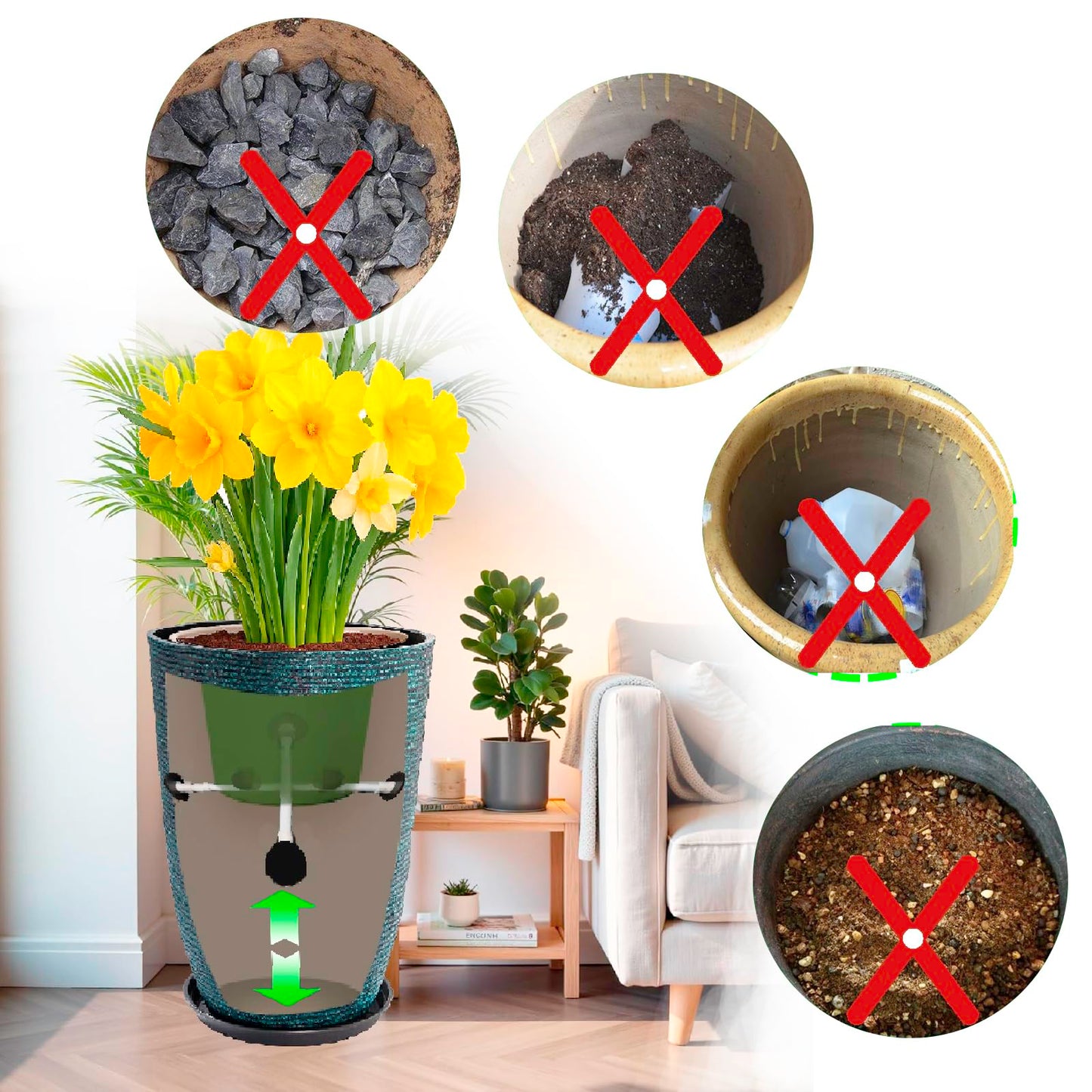 Euslbak 2 Pack Adjustable Planter Inserts for Large Pots,Adjustable Planter Insert, (1, Small 18-28CM)