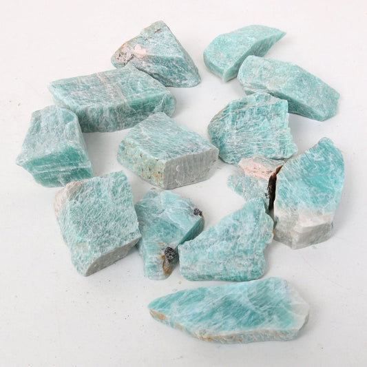 REAL-GEMS Natural Raw Healing Crystals Rough Stones for Tumbling, Cabbing, Polishing, Wire Wrapping, Wicca & Reiki Crystal Healing, Mix Gemstones,7 Chakra (Amazonite)
