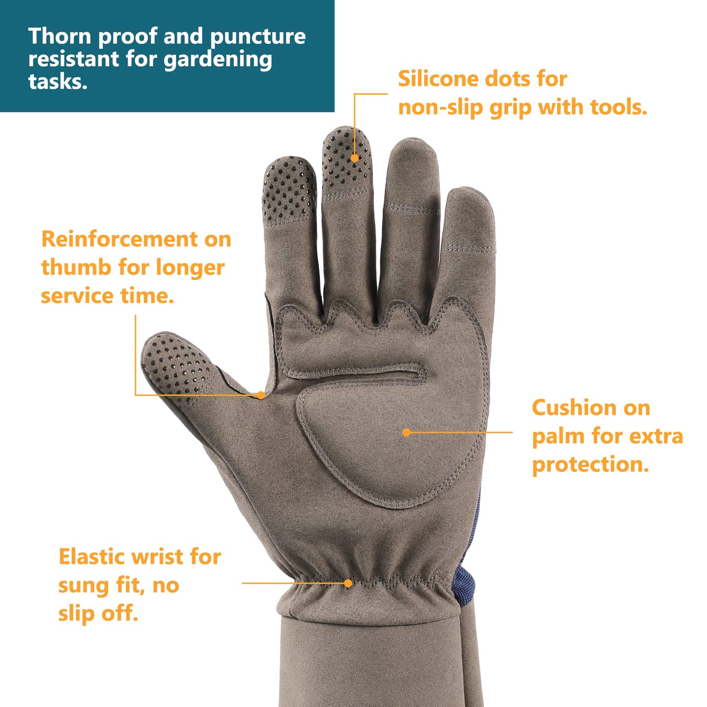 COOLJOB Thorn Proof Rose Pruning Garden Gloves for Men, Long Sleeve Padded Yard Work for Bush, Blackberry, Cactus, Heavy Duty/Puncture Resistant/Machine Washable, Xlarge, Navy