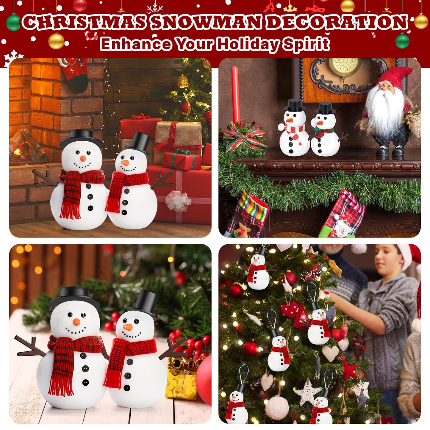 Outivity 300 Pcs Snowman Crafts DIY Kits for Winter Kids, Classroom & Group Craft Supplies, Includes 30 Mini Black Top Hats, 180 Snowman Craft Buttons, 30 Carrot Noses and 60 Hands