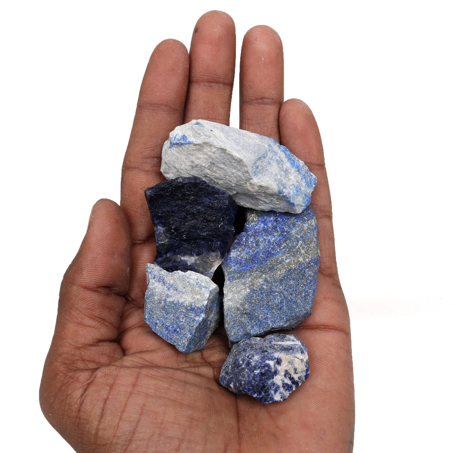 REAL-GEMS Natural Raw Healing Crystals Rough Stones for Tumbling, Cabbing, Polishing, Wire Wrapping, Wicca & Reiki Crystal Healing, Mix Gemstones,7 Chakra (Lapis Lazuli)
