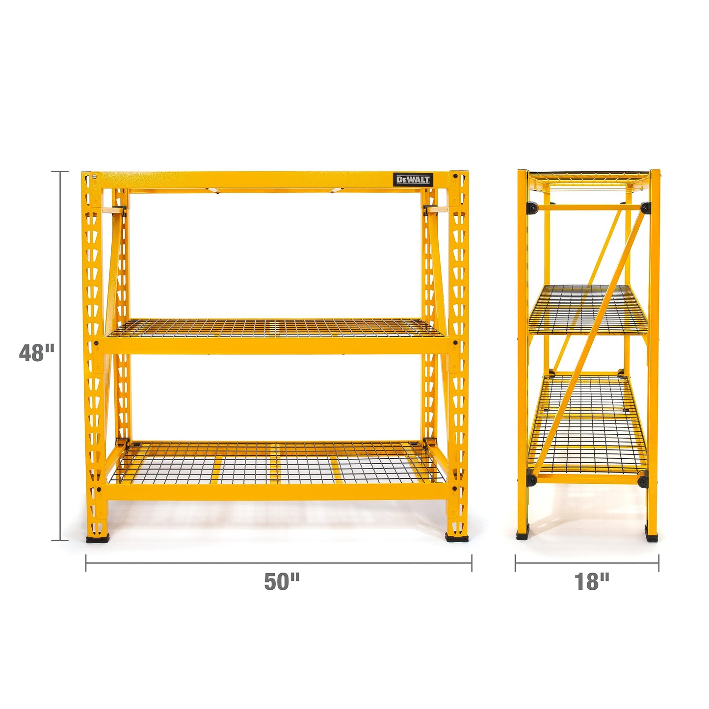 4-FOOT TALL, 3 SHELF STEEL WIRE DECK INDUSTRIAL STORAGE RACK