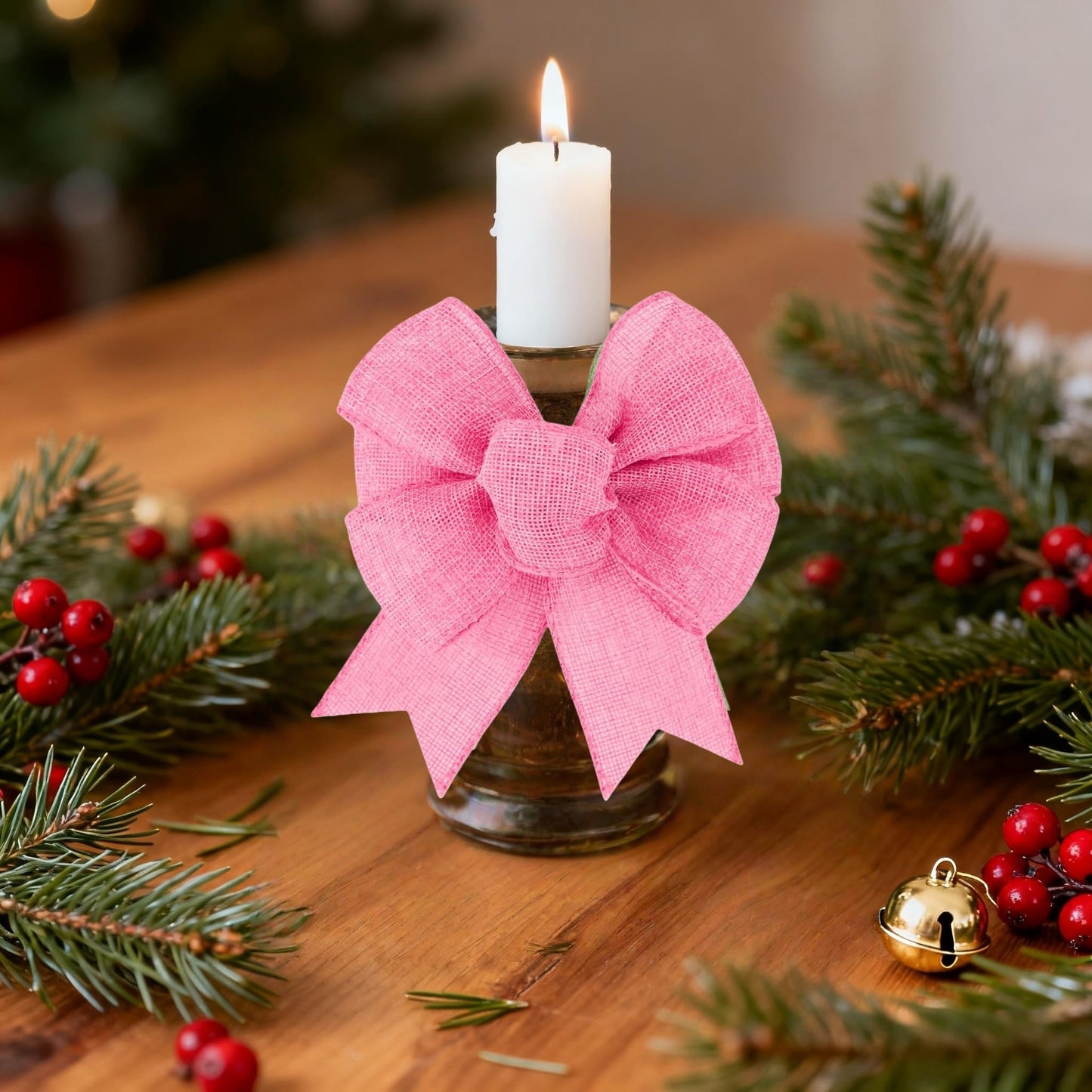 Meseey 8 Pcs 6 Inch Wired Pink Bows, Premade Decorative Bows for Easter Wreaths, Front Door Decor, Gift Wrapping, Tree Topper, Spring Party Decorations
