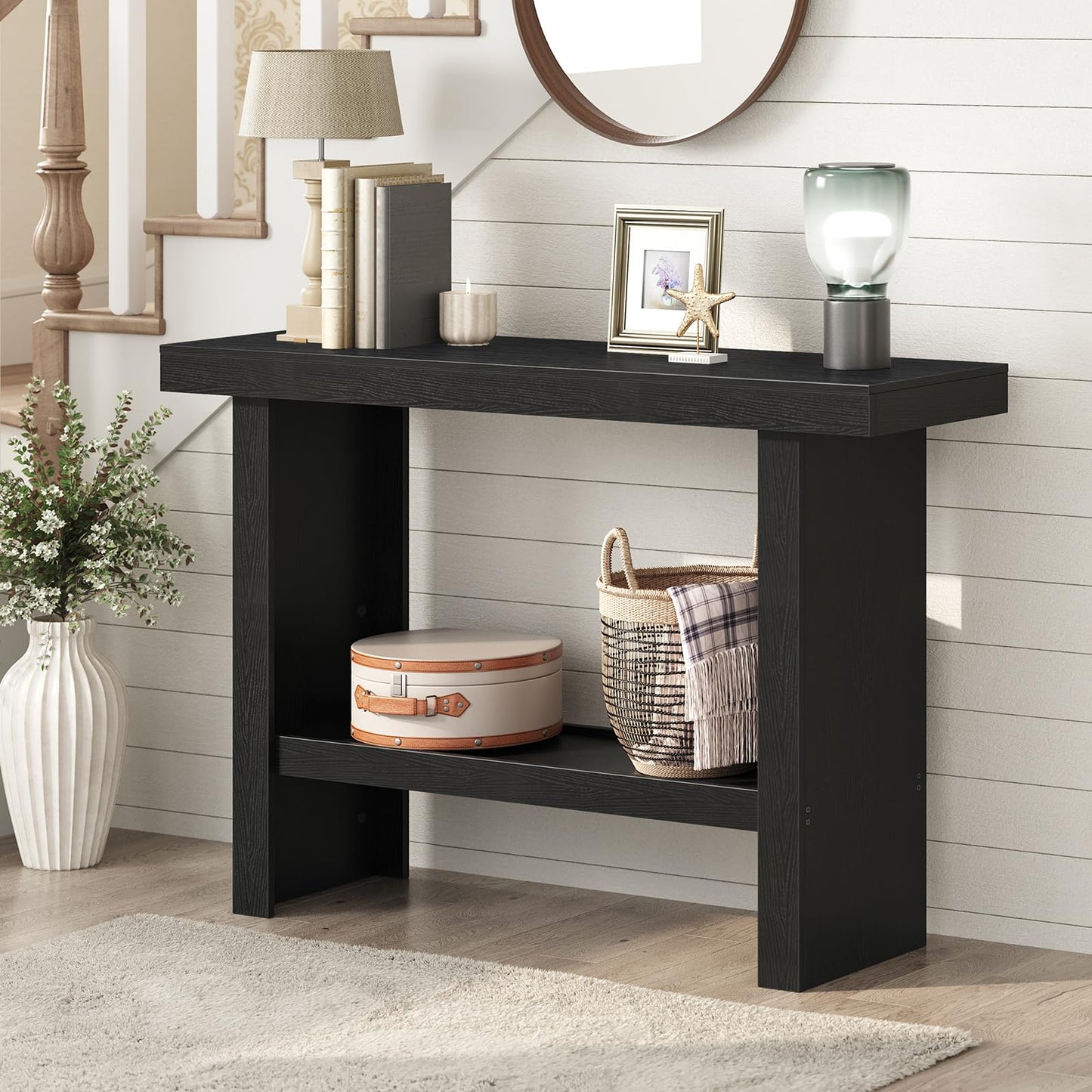 MAHANCRIS Console Table, 39.4'' Black Entryway Table for Hallway, Narrow Sofa Table Behind The Couch, Modern Foyer Tables for Entrance, Living Room, Corridor, Easy Assembly, Black CTHB16801