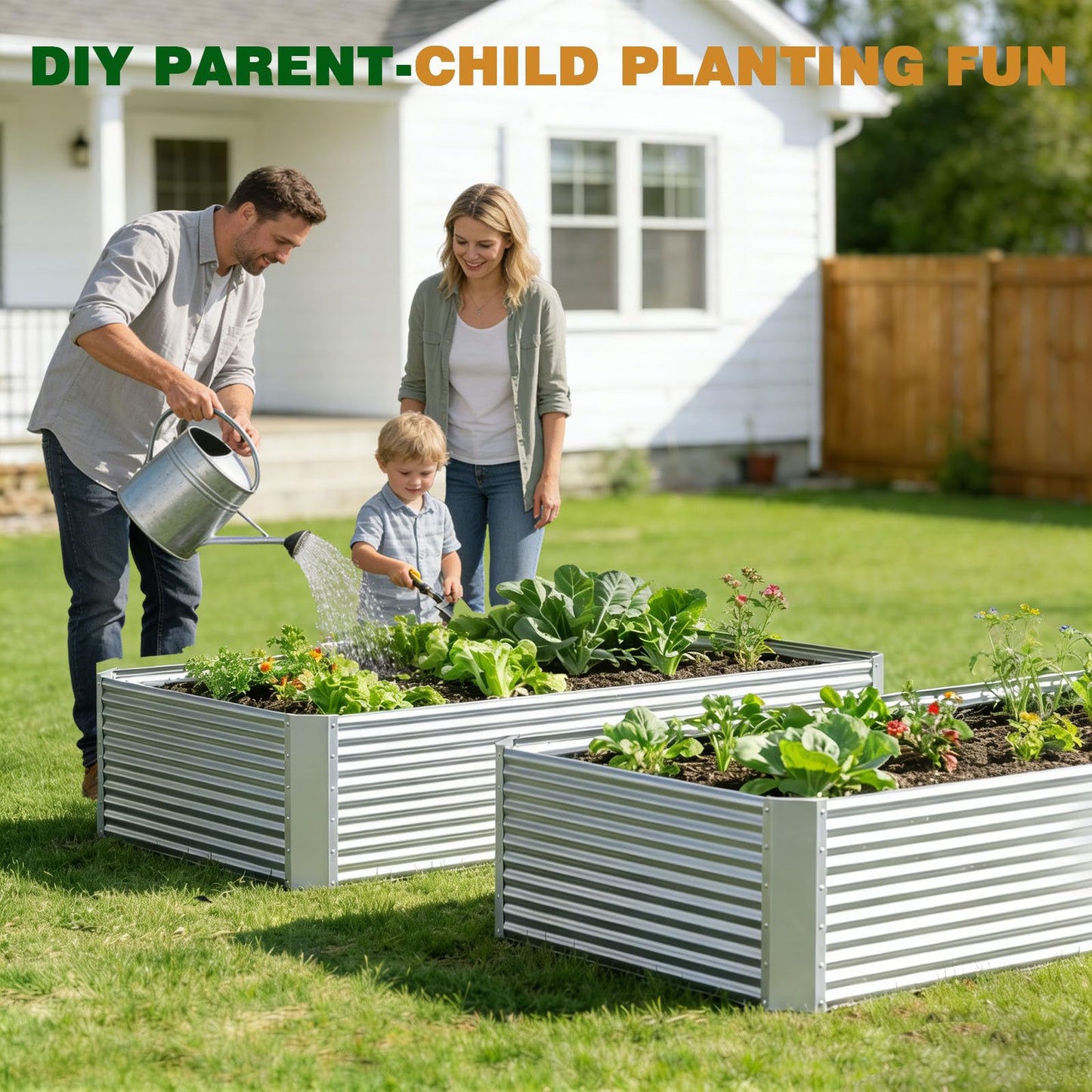 Annzoe 4 Pcs 8 x 4 FT Galvanized Steel Raised Garden Bed for Outdoor Gardening, Durable Metal Planter Box for Vegetables, Herbs, and Flowers, Easy Assembly & Rust Resistant