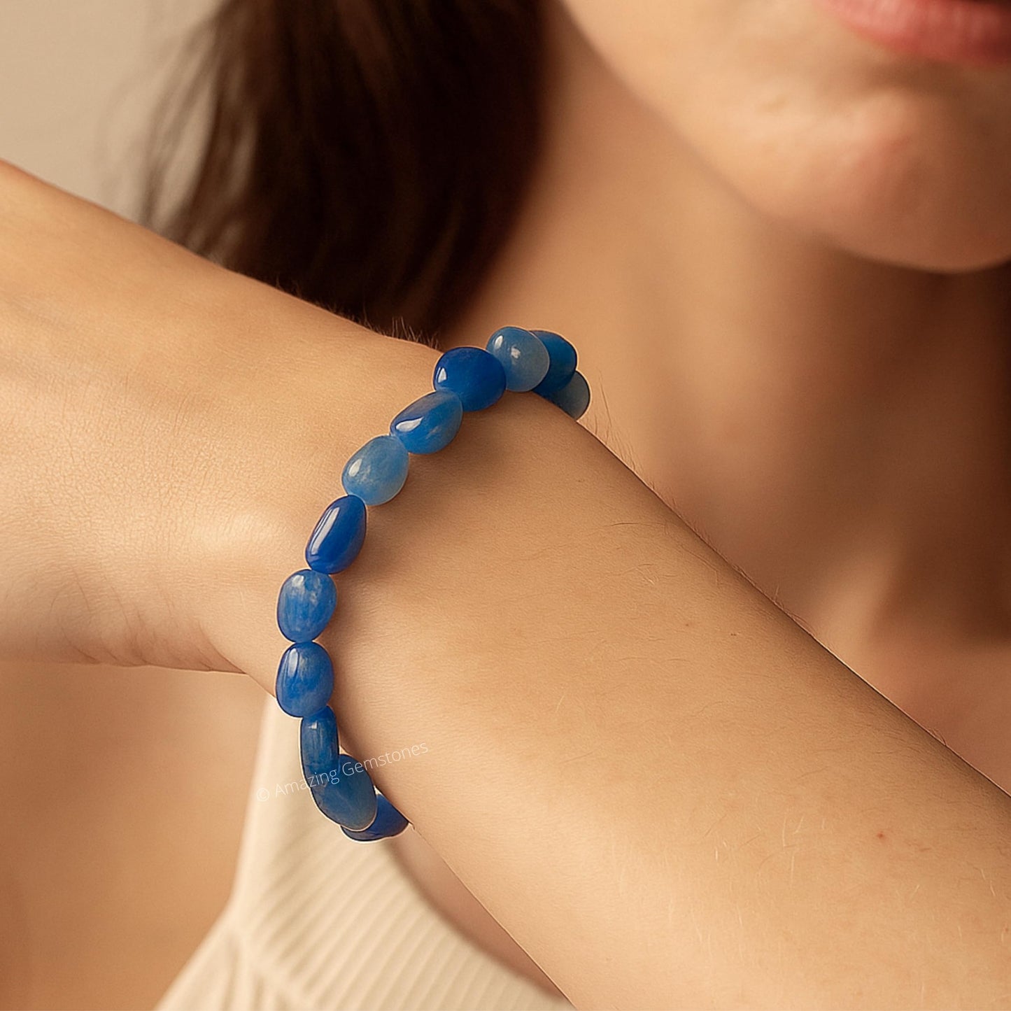 Amazing Gemstone Blue Aventurine Bracelet - Chakra Protection Mens - Aventurine Crystal Tumbled Stone Bracelet Gemstone Beaded Pulseras Para Hombres Mujer Christmas Stocking Stuffers
