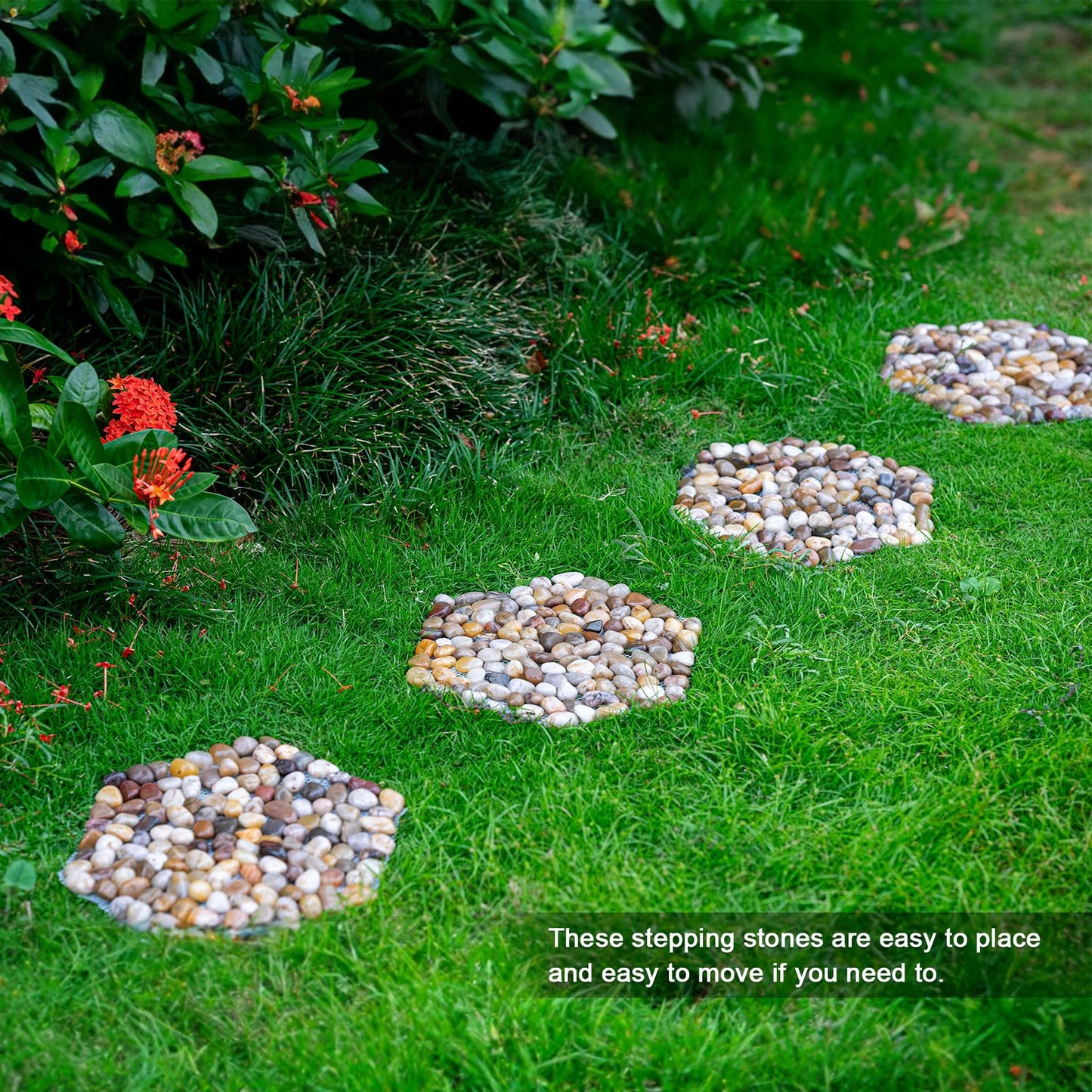Qualdout River Rocks Stepping Stones Pavers Outdoor for Garden Walkway, Pebbles Polished Gravel for Yard Lawn Patio Pathway Landscaping, Set of 6 (Hexagon)