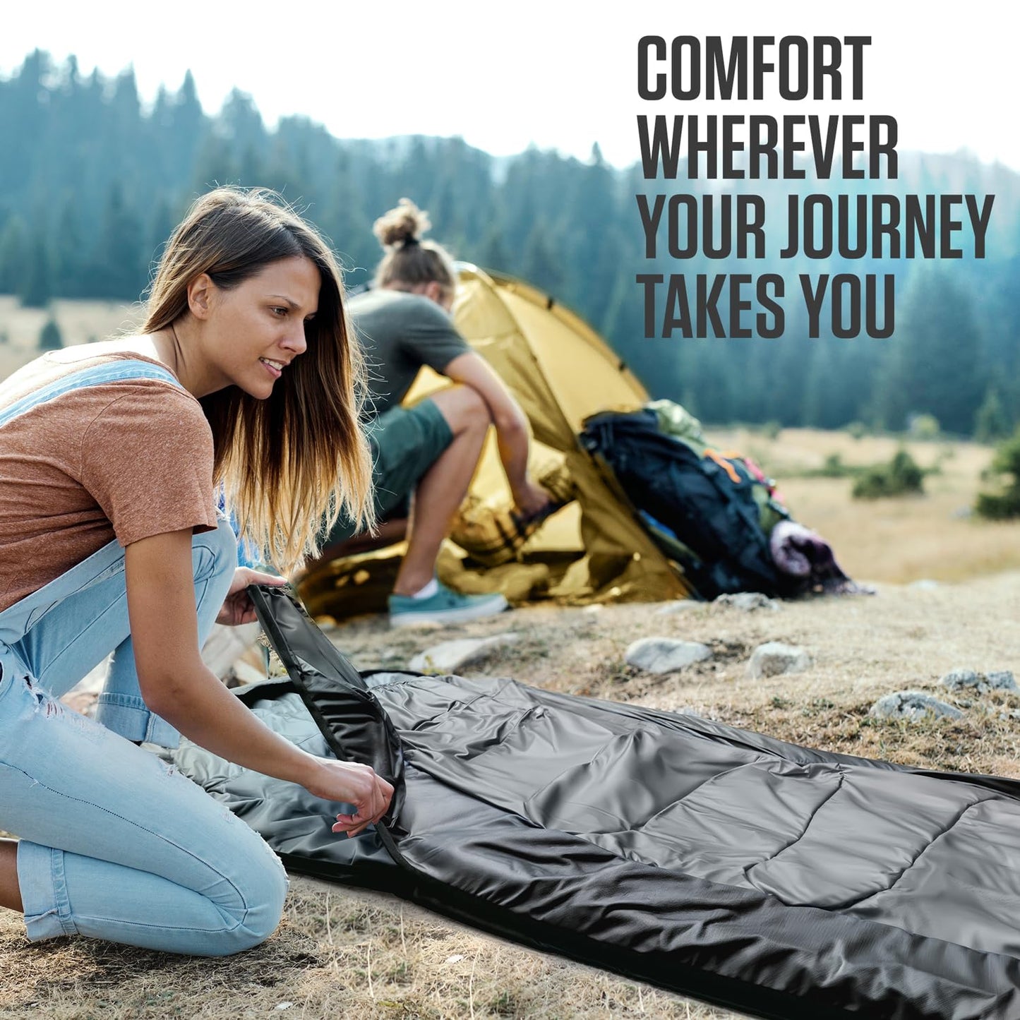 VENTURE 4TH 3-Season XXL Backpacking Sleeping Bag, Camping Sleeping Bags for Adults & Kids - Lightweight, Comfortable, Water Resistant, Ideal for Hiking, Camping & Outdoor – Silver/Black