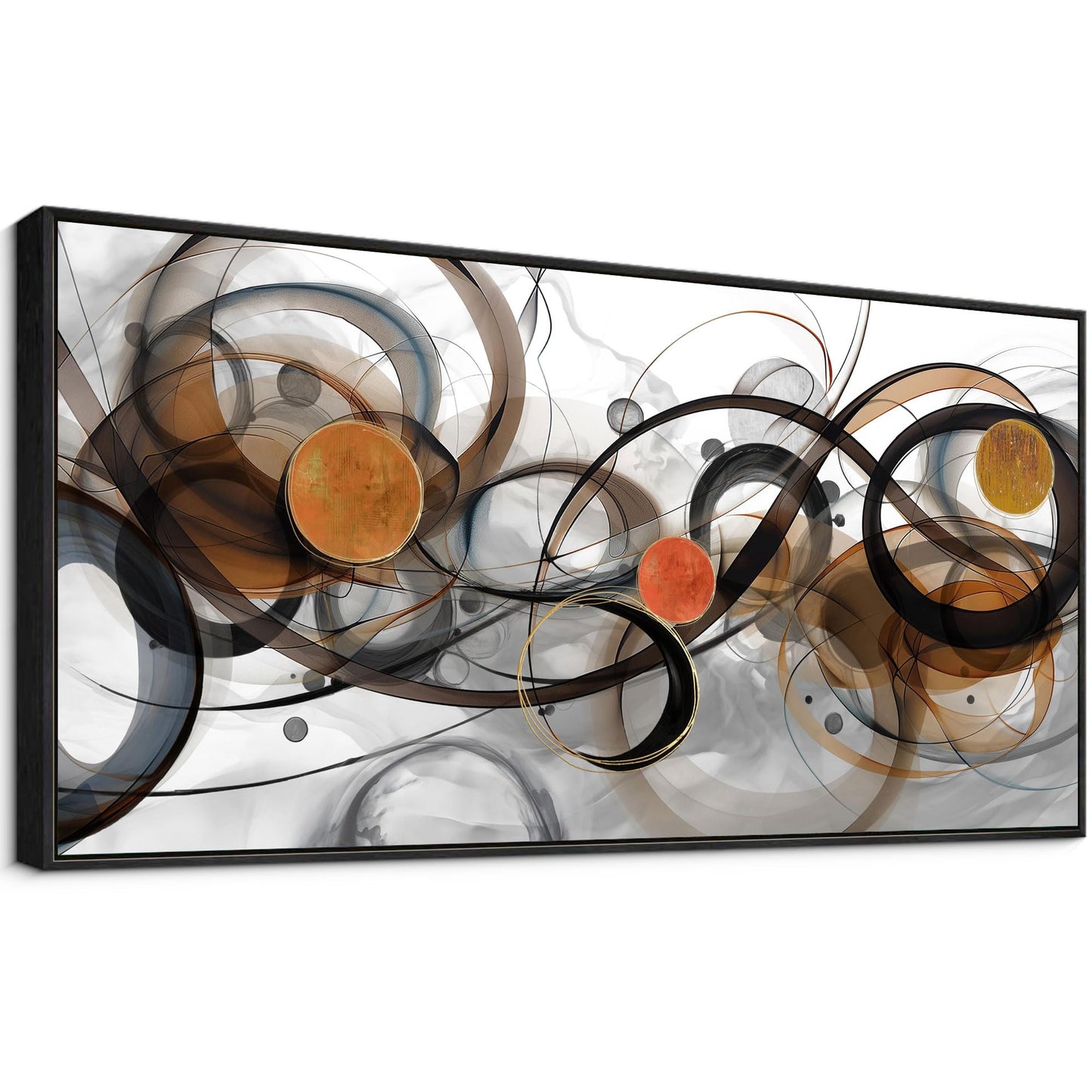 XLSJERST Abstract Wall Art - Framed Black White Canvas Home Art Decor for Living Room Office Canvas Pintings Modern Minimalist Frame Wall Art 24x48 Inches