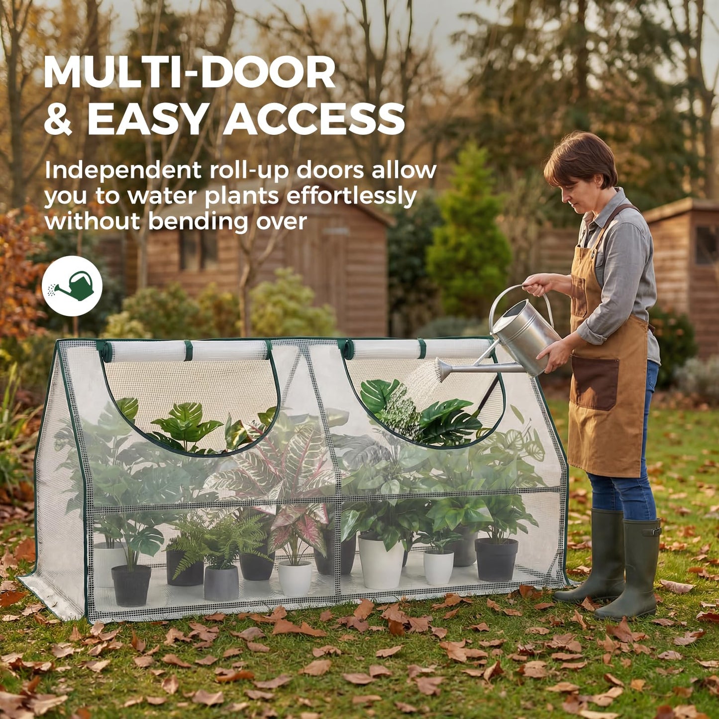 Gentingbro 71“Lx36 Wx34 H Mini Greenhouses Outdoors with Zippered Doors & Roll-up Windows Portable Quick-Setup Small Green House Waterproof UV Protected PE Cover Shelter for Garden Plants