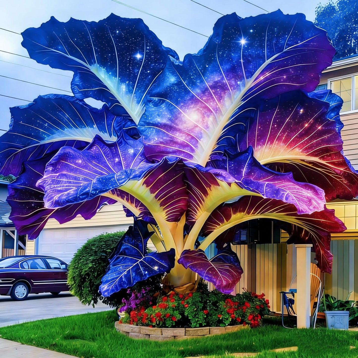 FEWSDVBX Elephant Ear- (Mix Color) Tropical Foliage/Excellent Display/Easy Grow for Outdoor Gardens (6)